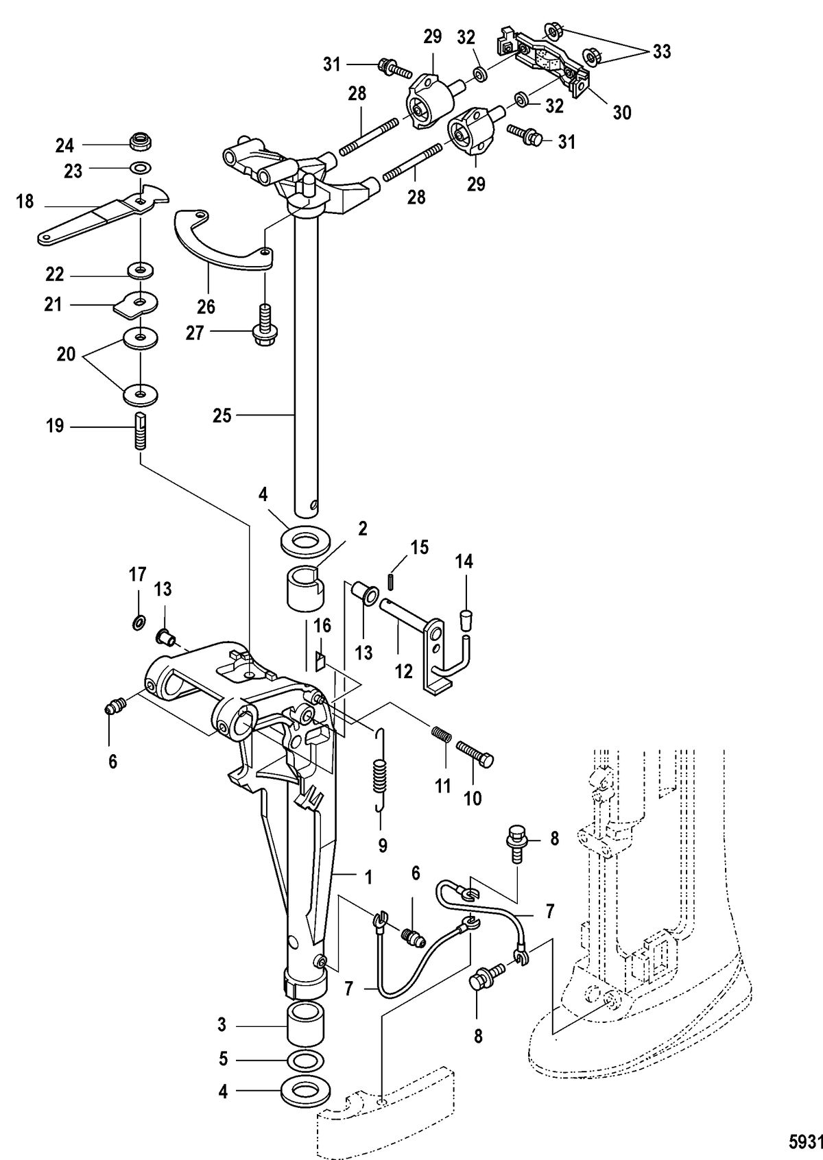 MERCURY/MARINER 8/9.9 (209CC) 4-STROKE Swivel Bracket, Power Tilt