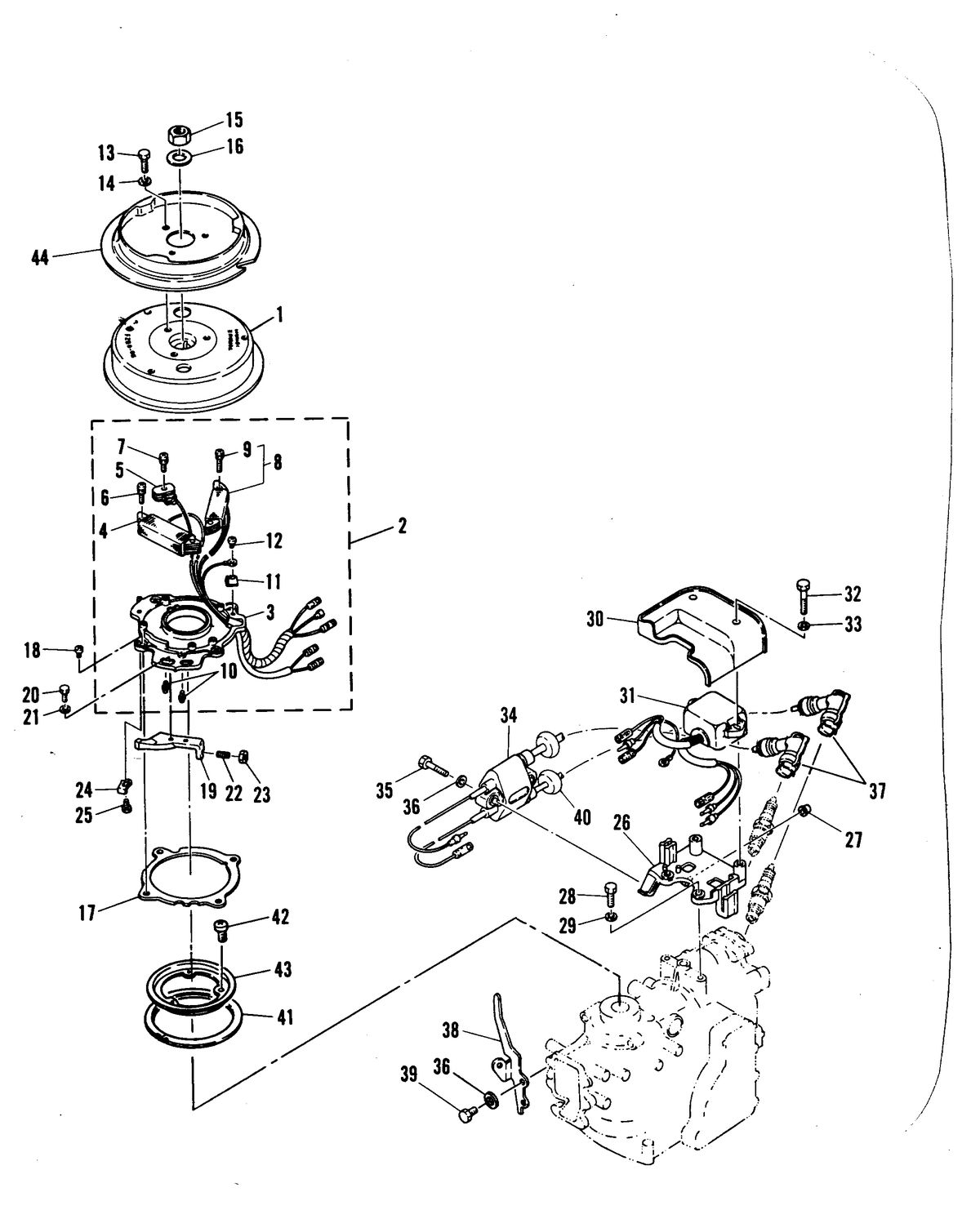 MERCURY/MARINER 15 H.P. W/MARATHON C.D.I. MAGNETO
