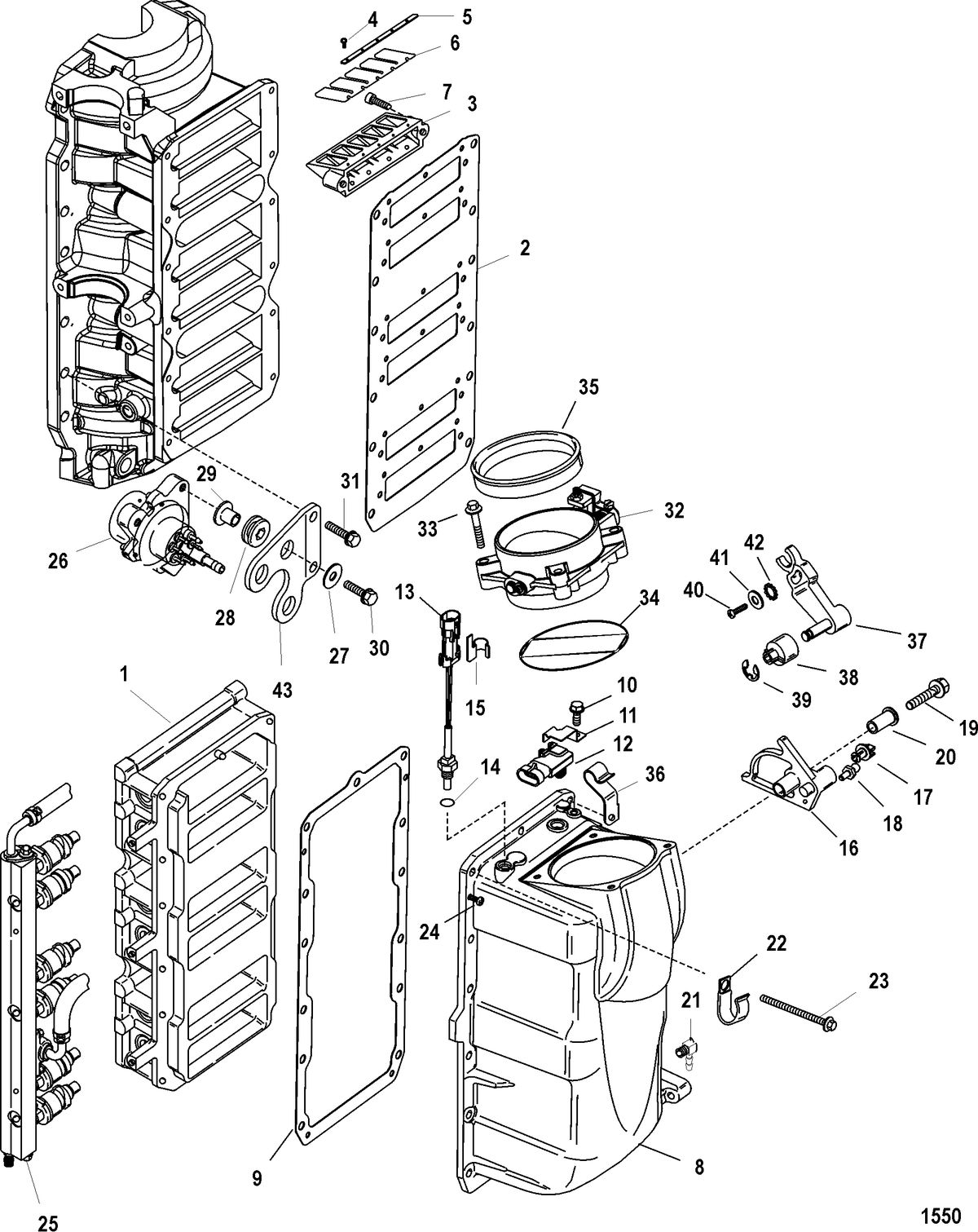 RACE OUTBOARD 300X EFI (3.0L) Air Handler Components(Serial Number 0T818119 and Below)