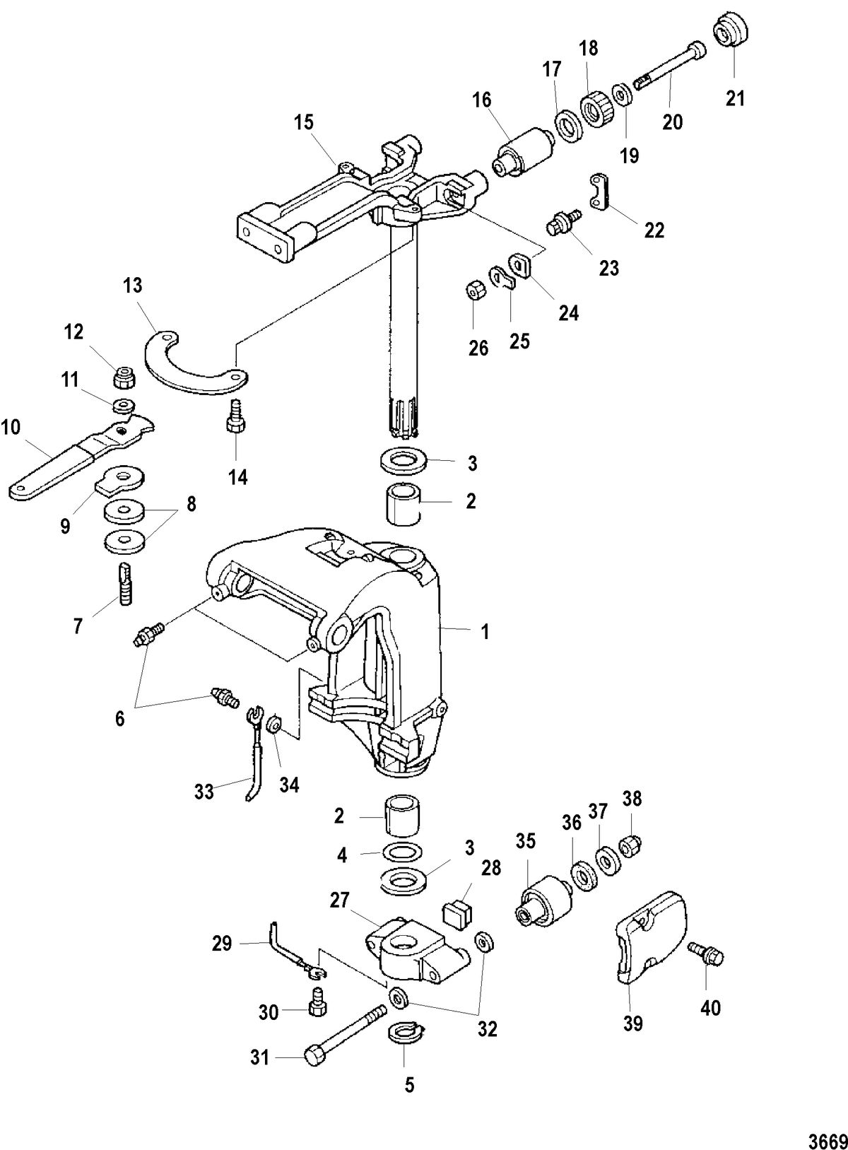 MERCURY/MARINER 25HP SEAPRO 4-STROKE INTERNATIONAL Swivel Bracket