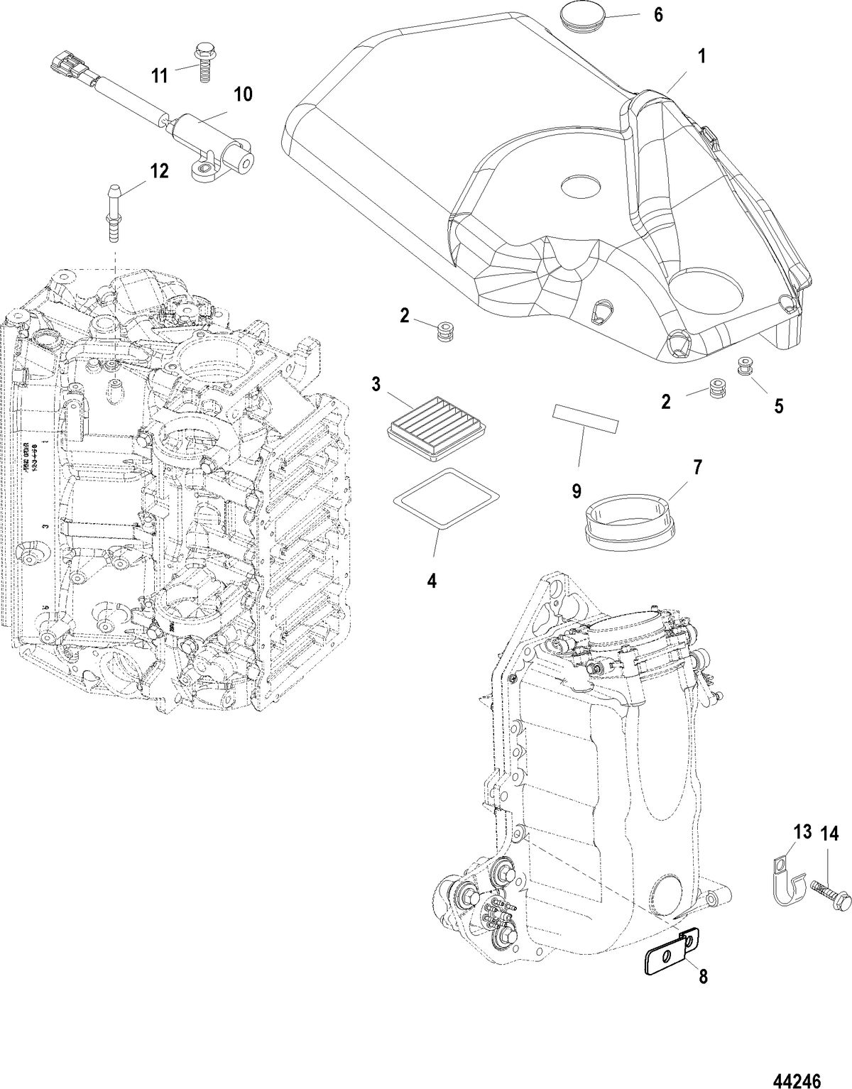 MERCURY/MARINER 150 PRO XS (2.5L) Air Handler/Flywheel Cover