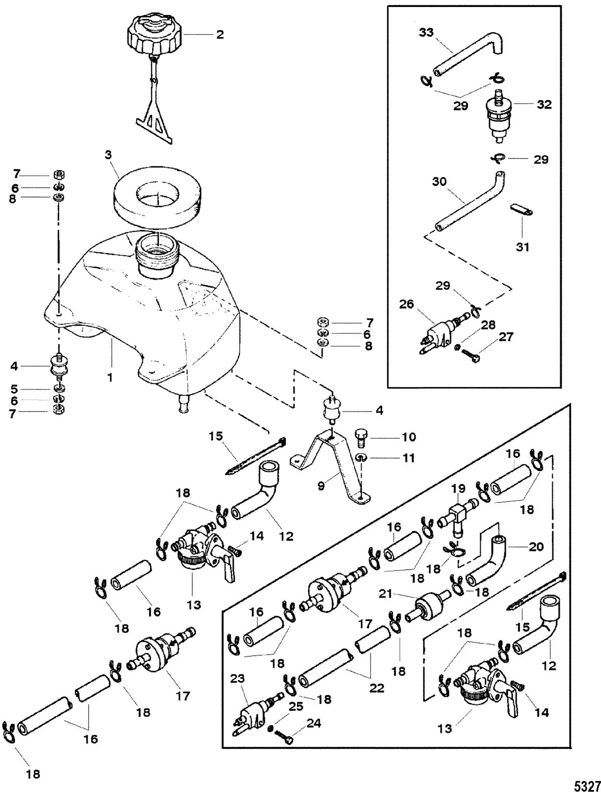 MERCURY/MARINER 4/5 HP FUEL TANK(SERIAL GROUP #2)