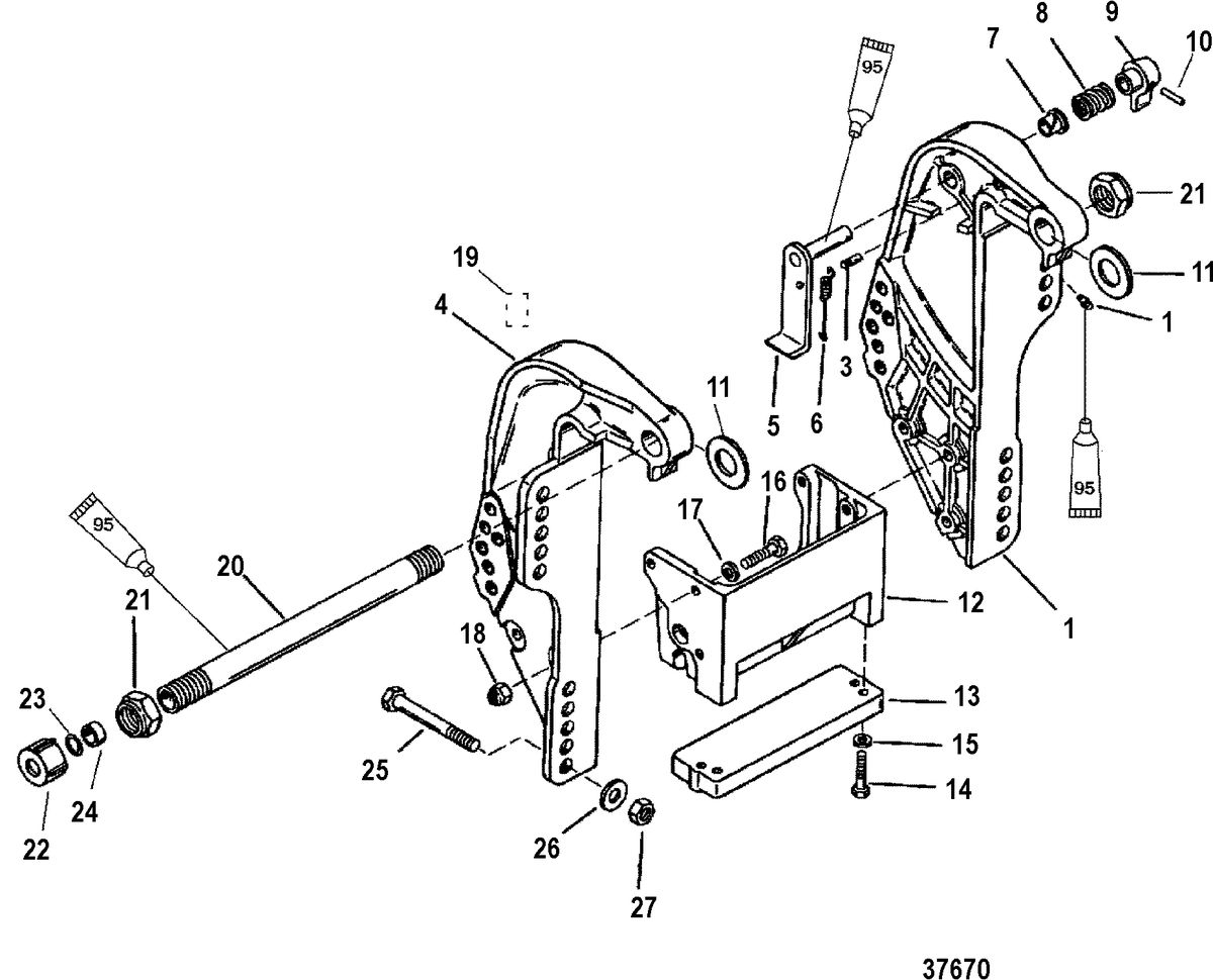 MERCURY/MARINER 40/50 /45 BODENSEE/50 BIGFOOT 4-STROKE TRANSOM BRACKET(BIGFOOT)
