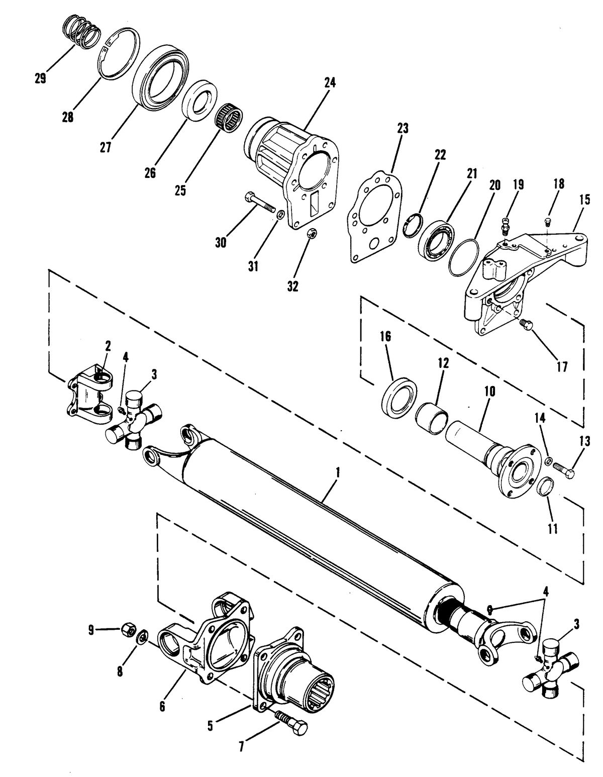 MERCRUISER 575 H.P. ENGINE (CARD 54) DRIVE SHAFT AND TAILSTOCK (DRIVE LINE)