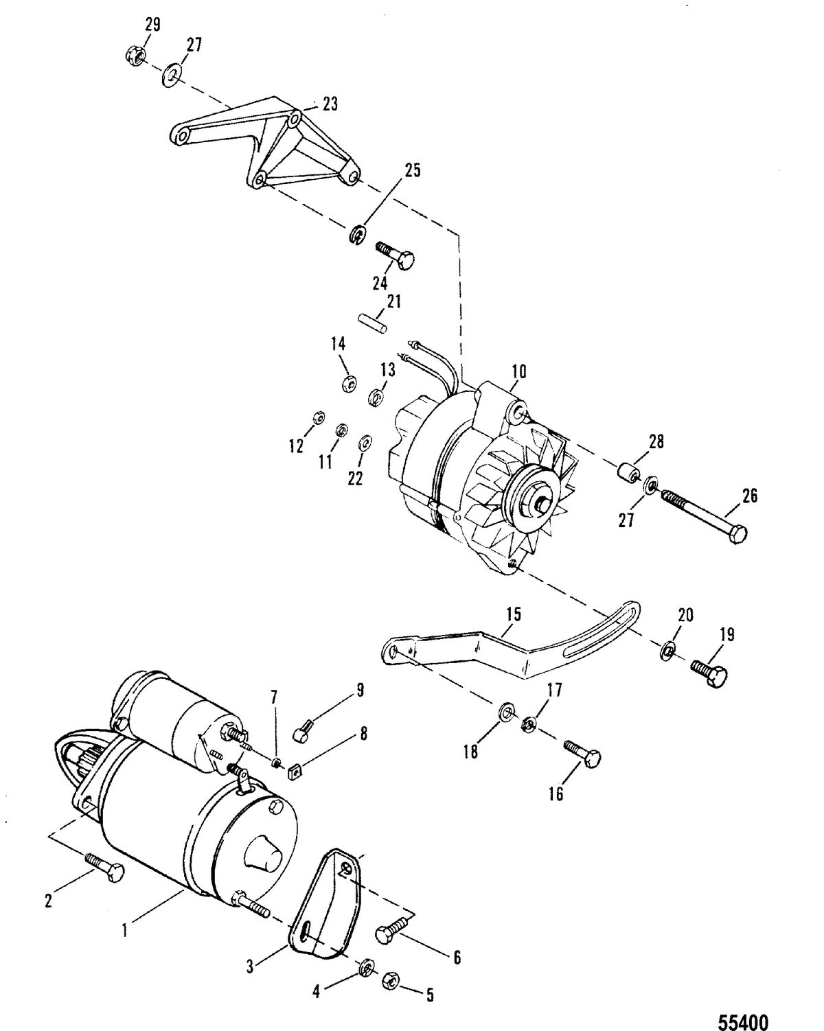 MERCRUISER 454 MAGNUM BRAVO ENGINE STARTER AND ALTERNATOR