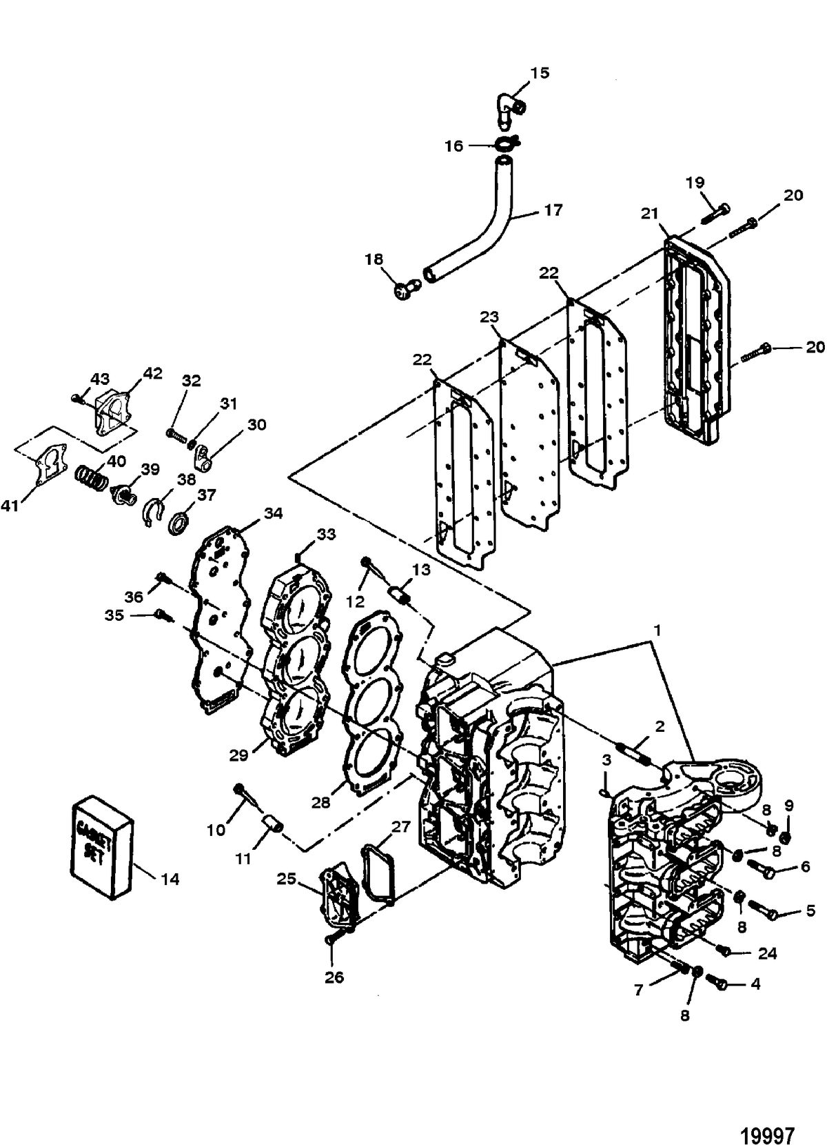 FORCE FORCE 90 H.P. Cylinder Block Assembly(Serial # 0E173409 Thru 0E287999)