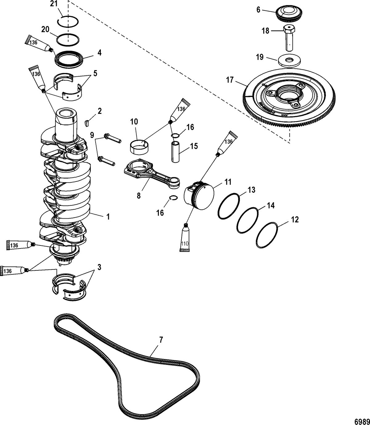 MERCURY/MARINER 135/150/175/200 4-STROKE Crankshaft, Pistons and Connecting Rods