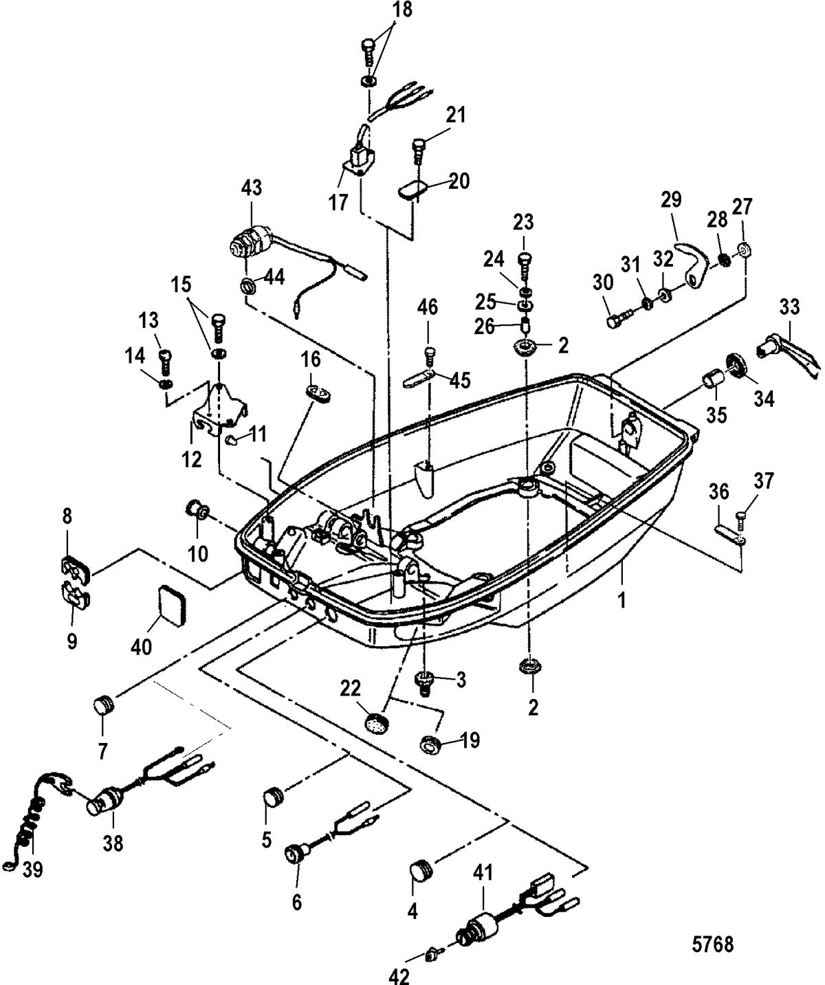 MERCURY/MARINER 40 LIGHTNING/40 LIGHTNING XR40 SEAPRO/MARATHON/50 INTERNATIONAL Bottom Cowl