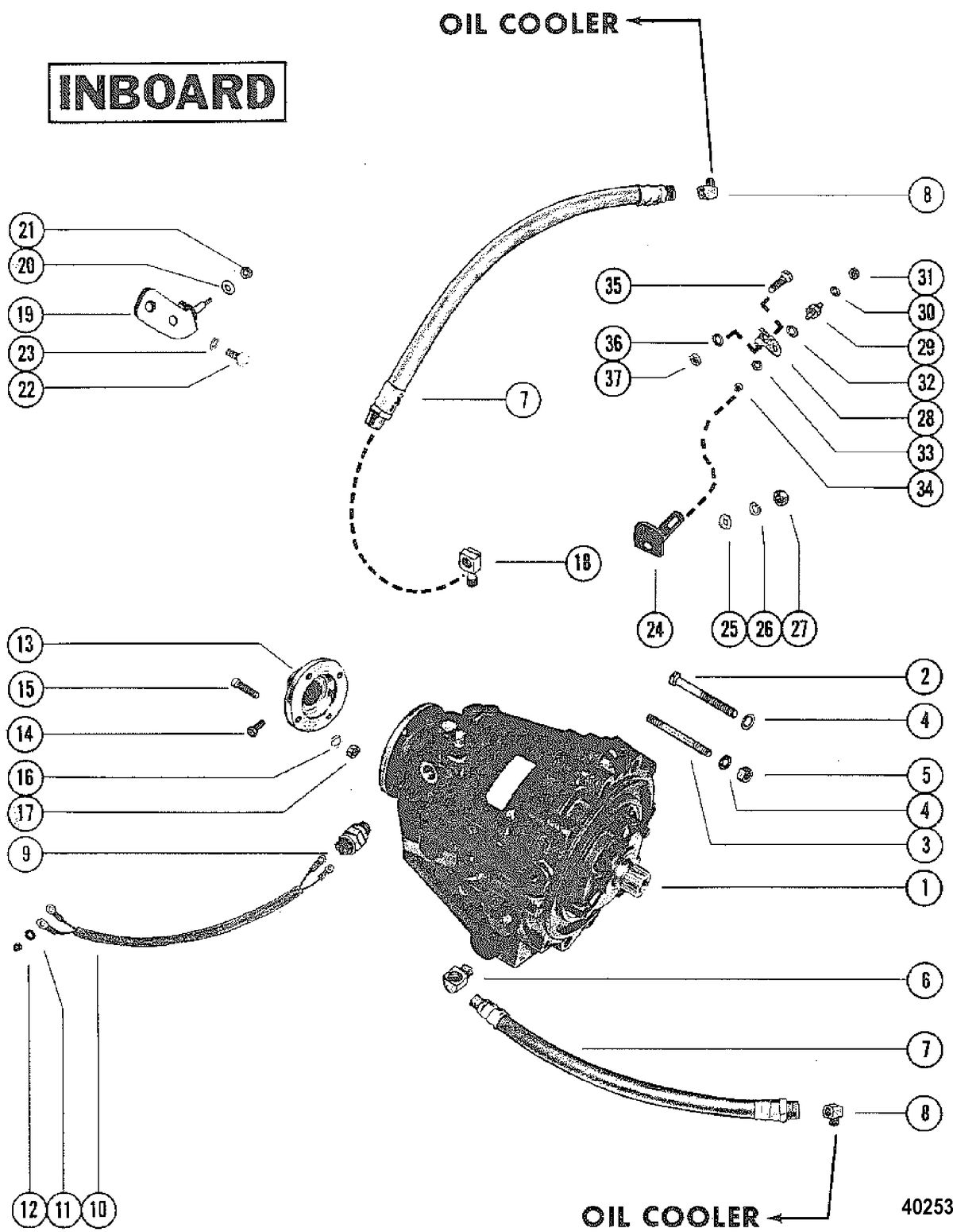 MERCRUISER 228 ENGINE (G.M.) TRANSMISSION AND RELATED PARTS(INBOARD)