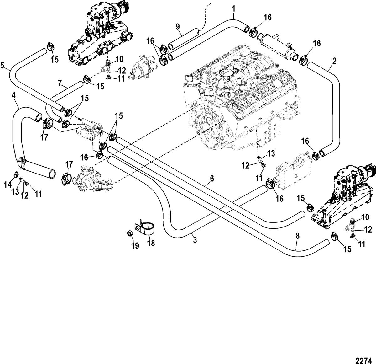MERCRUISER BLACK SCORPION Standard Cooling System(Manual Drain)