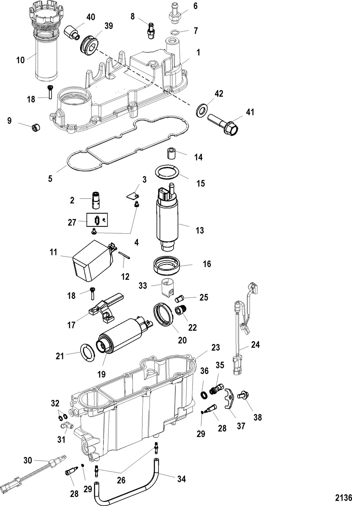 MERCURY/MARINER 200/225 DFI (3.0L) Vapor Separator Components