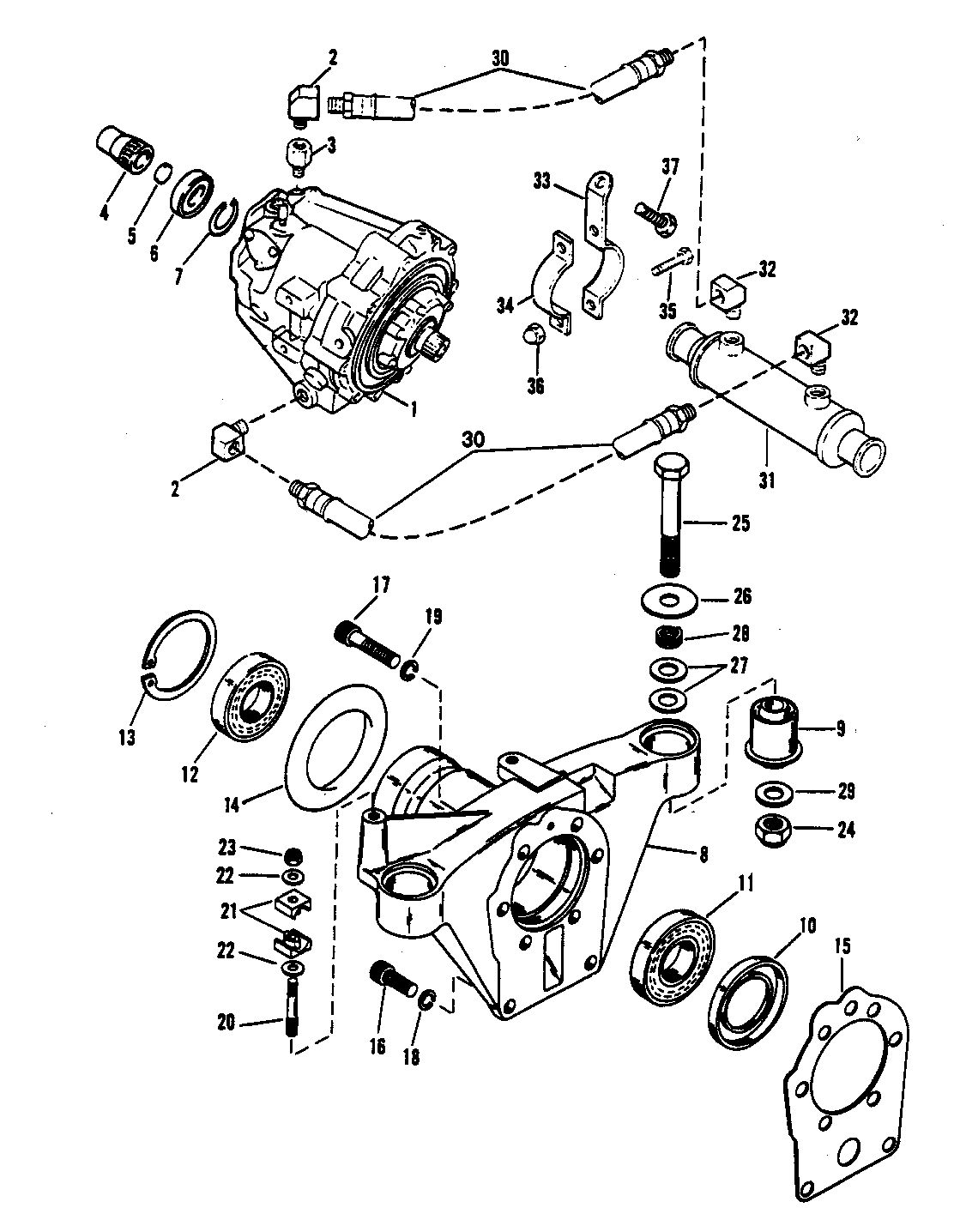 MERCRUISER 465 H.P. ENGINE TRANSMISSION AND TAILSTOCK