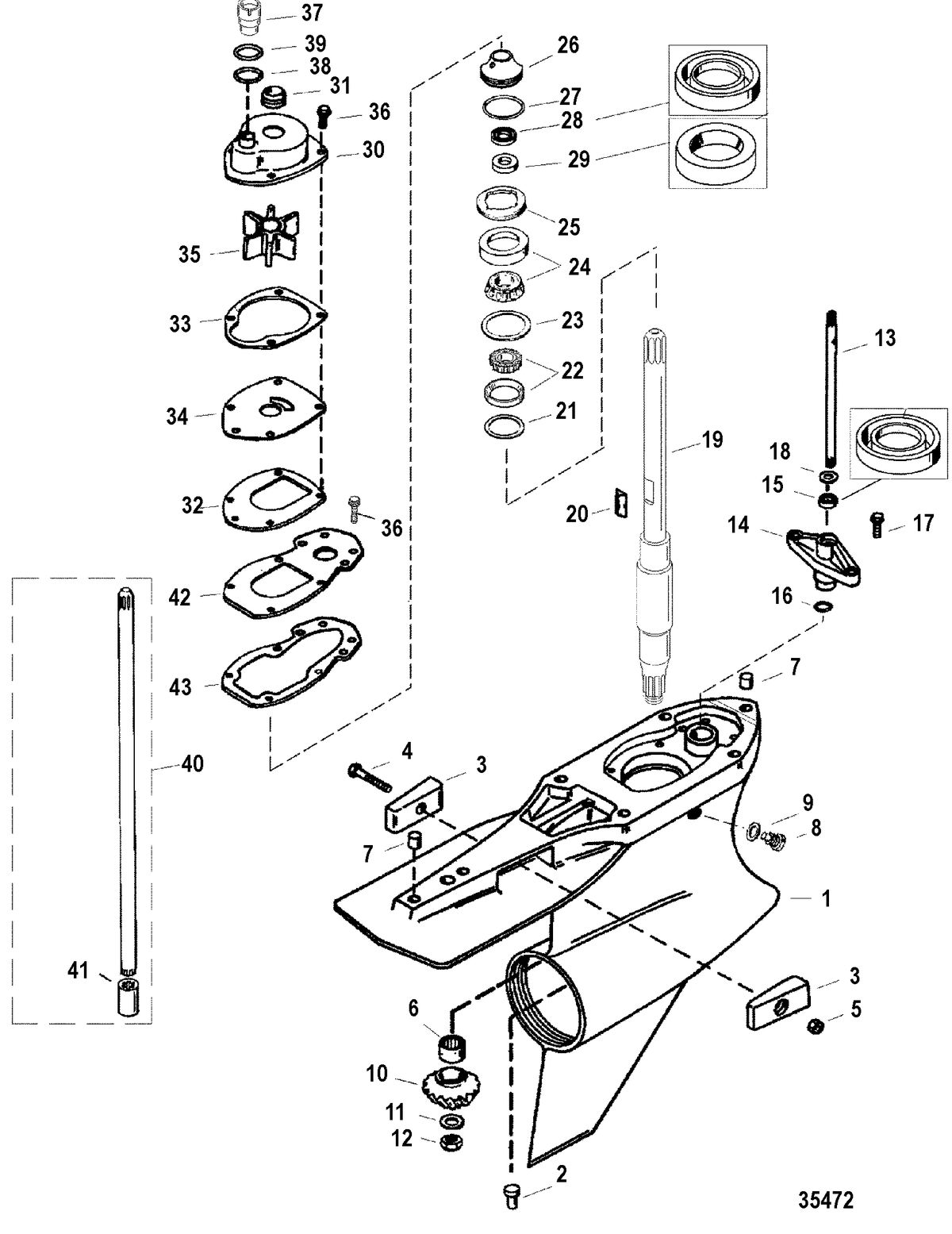 RACE OUTBOARD 300 PROMAX/SUPER MAGNUM (3.0L) Gear Housing, Driveshaft-Standard/Counter-SportMaster