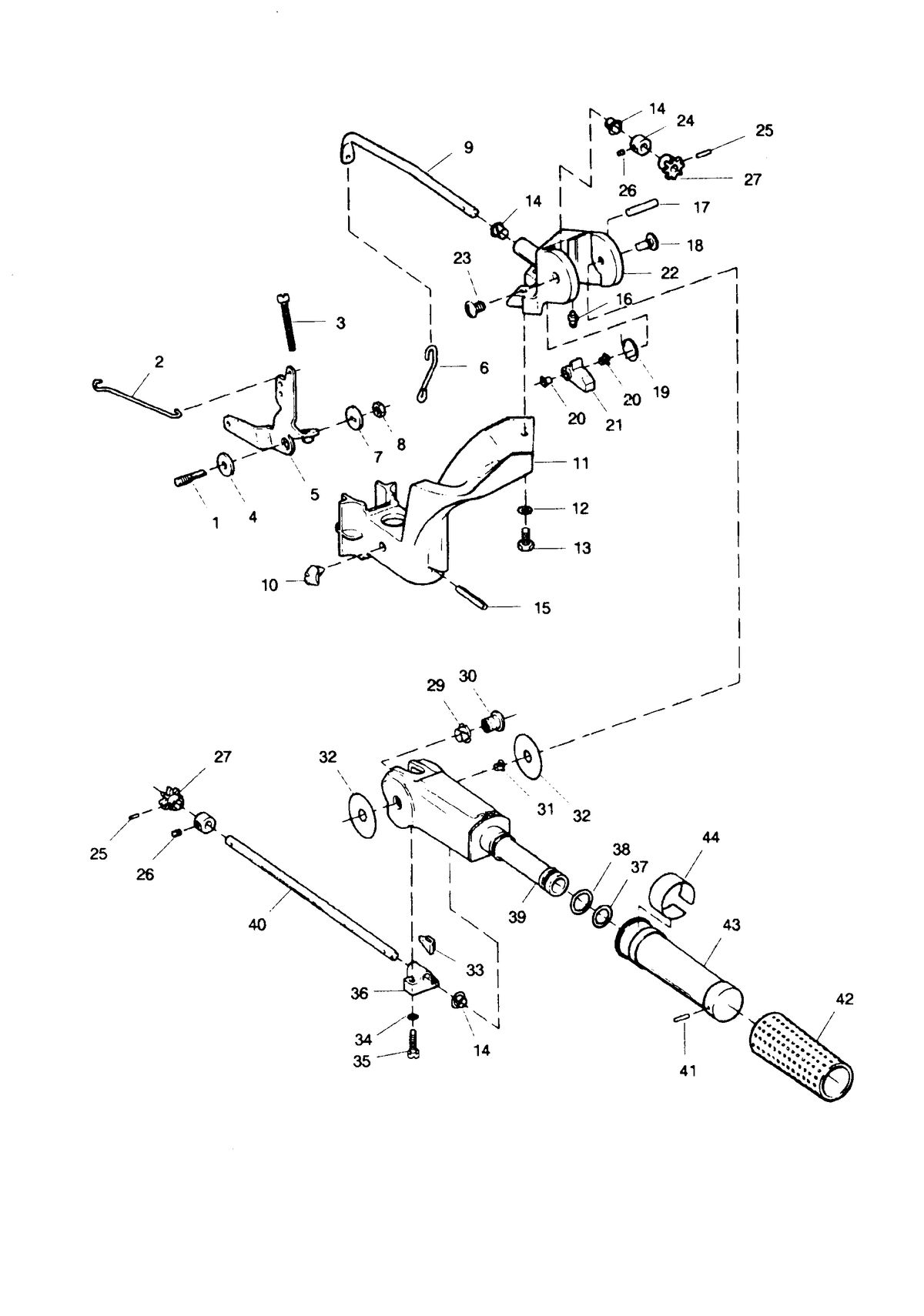 SEARS 9.9 H.P. STD. 20" LEG OUTBOARD MOTOR Tiller Handle and Throttle Linkage