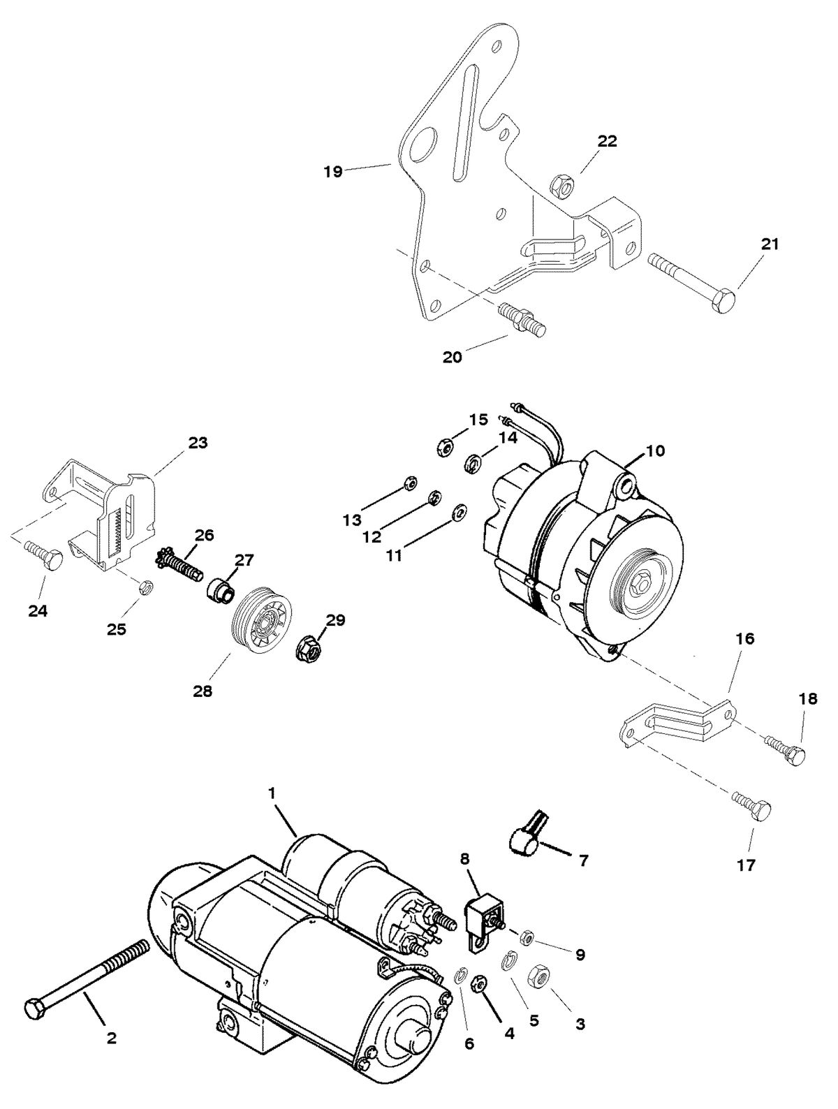 MERCRUISER 350 MAG MPI BRAVO STARTER MOTOR AND ALTERNATOR