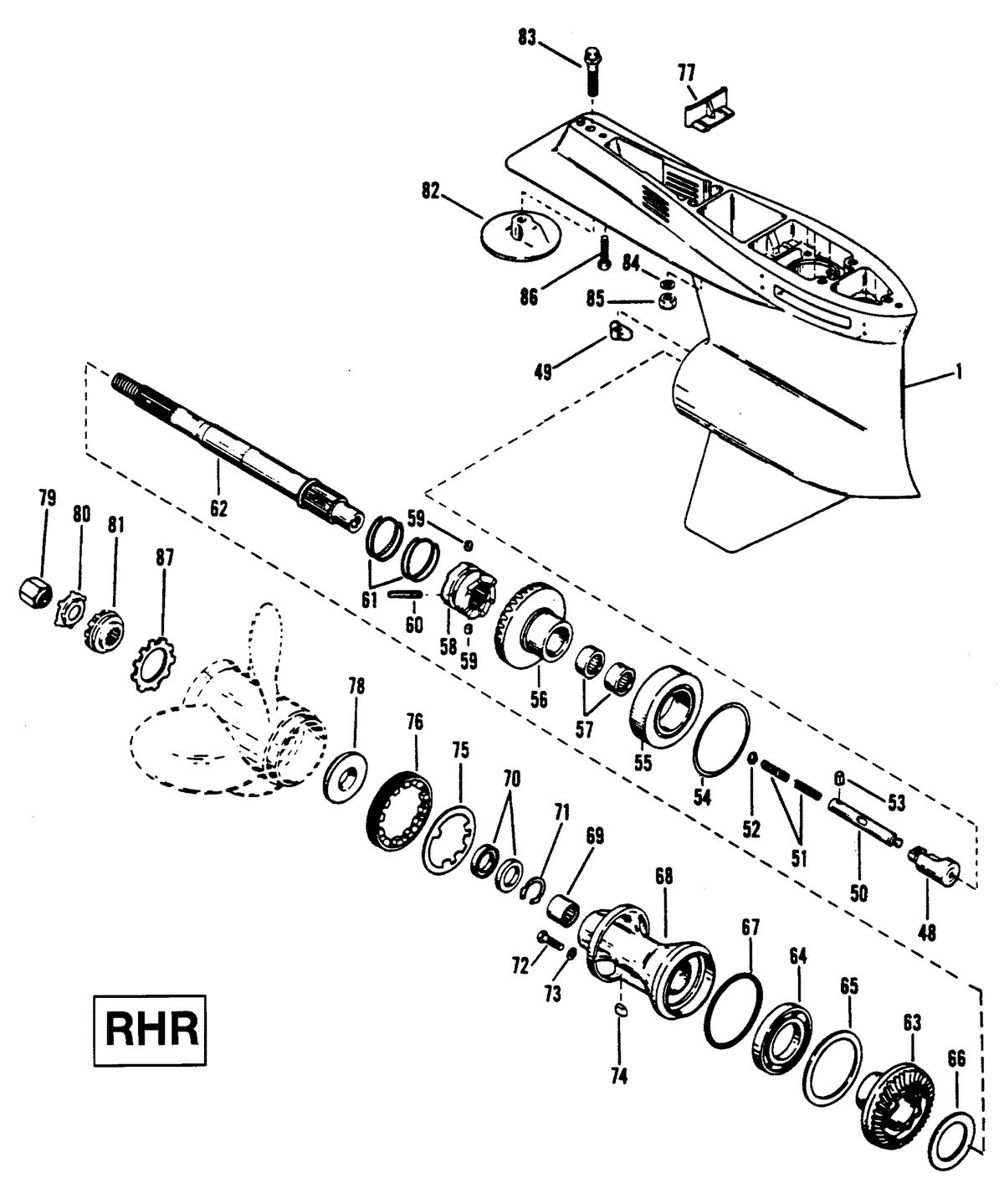 RACE OUTBOARD XR-2 MAGNUM GEAR HOUSING (PROPELLER SHAFT) RHR