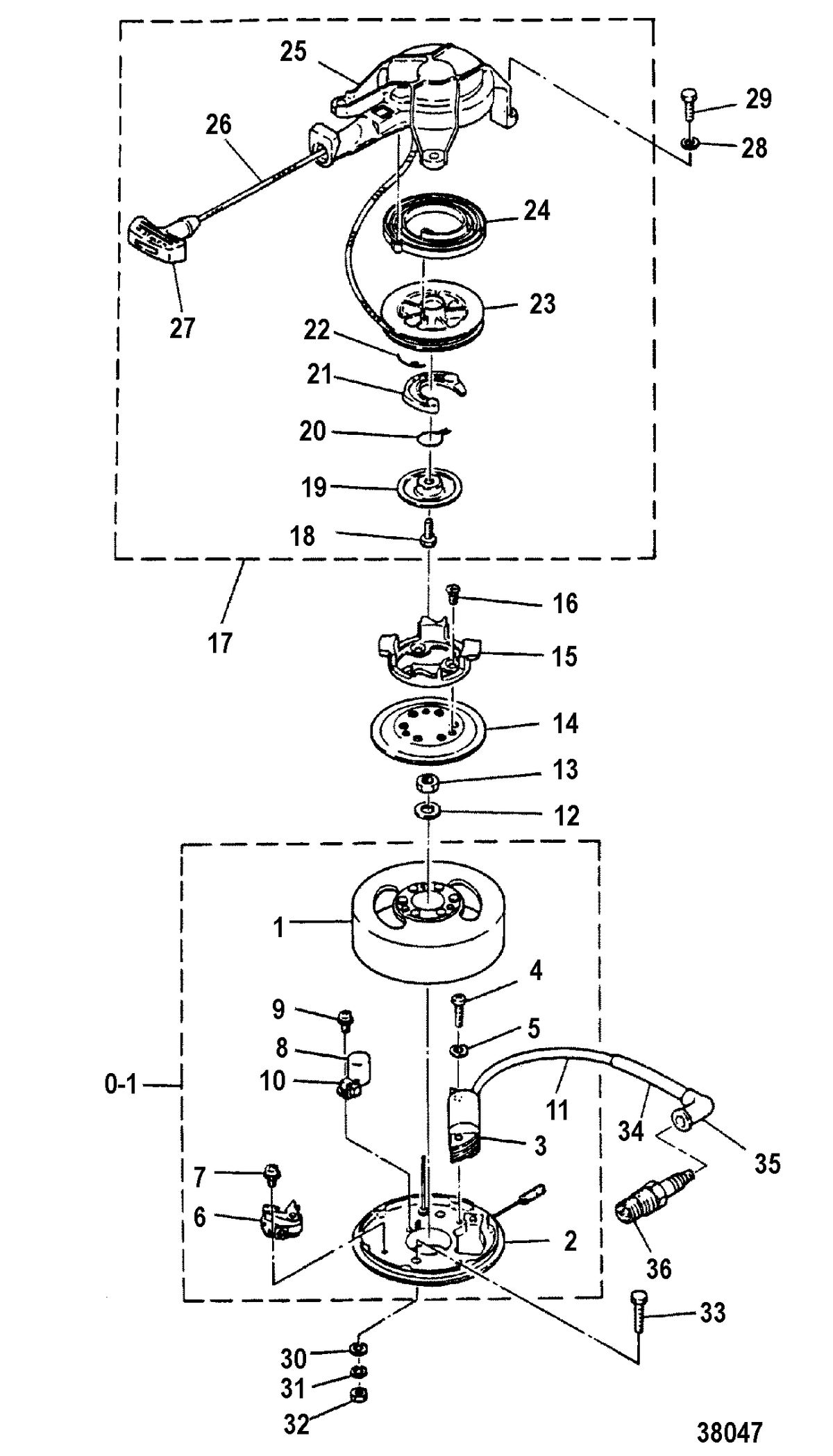 MARINER 2 HP FLYWHEEL MAGNETO AND STARTER