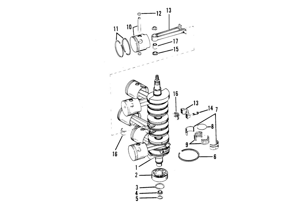 RACE OUTBOARD FORMULA 1 (CARBURETOR) CRANKSHAFT, PISTONS AND CONNECTING RODS