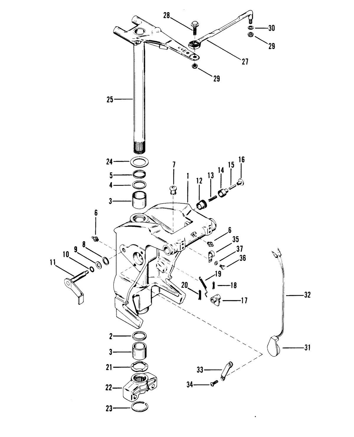 RACE OUTBOARD 2.4L EFI BASS/OFFSHORE SWIVEL BRACKET AND STEERING ARM