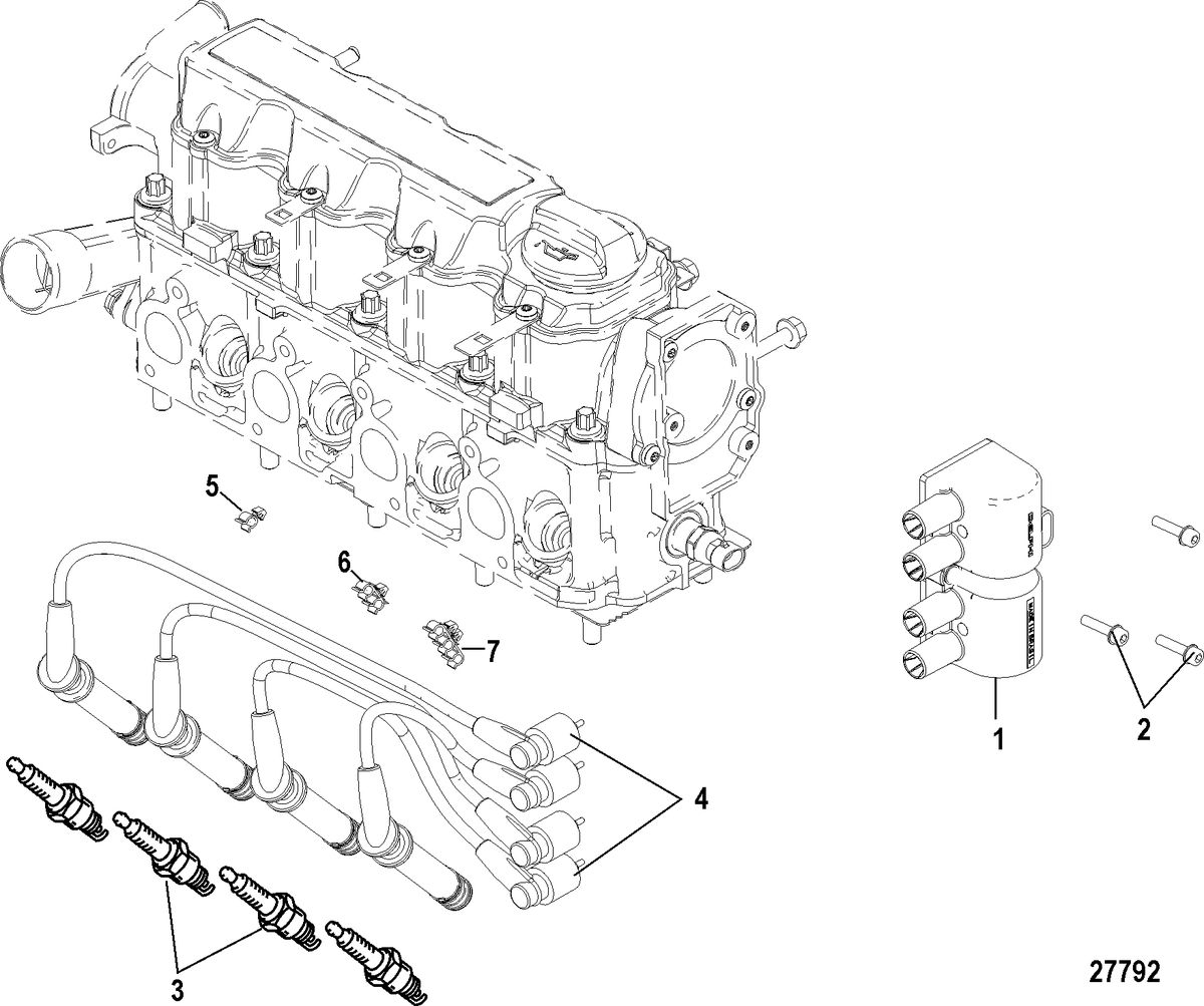 MERCRUISER VAZER 100 EC Electrical Components, Coil, Spark Plugs and Wires