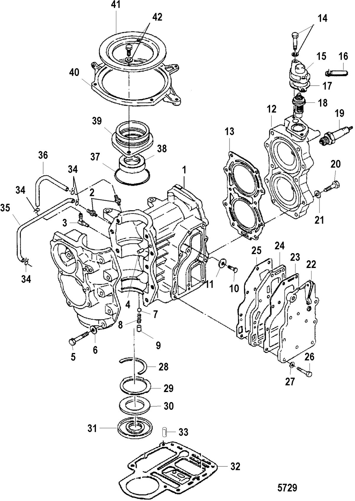 MERCURY/MARINER 15/18 HP (2 CYLINDER) INTERNATIONAL Cylinder Block