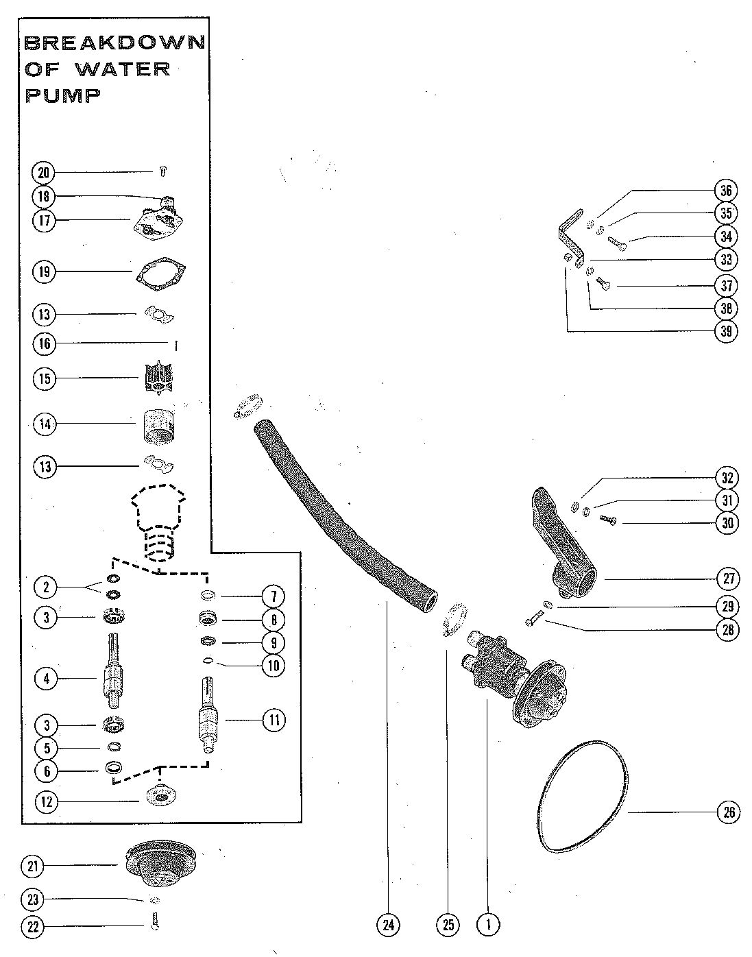 MERCRUISER 270 ENGINE WATER PUMP ASSEMBLY, COMPLETE
