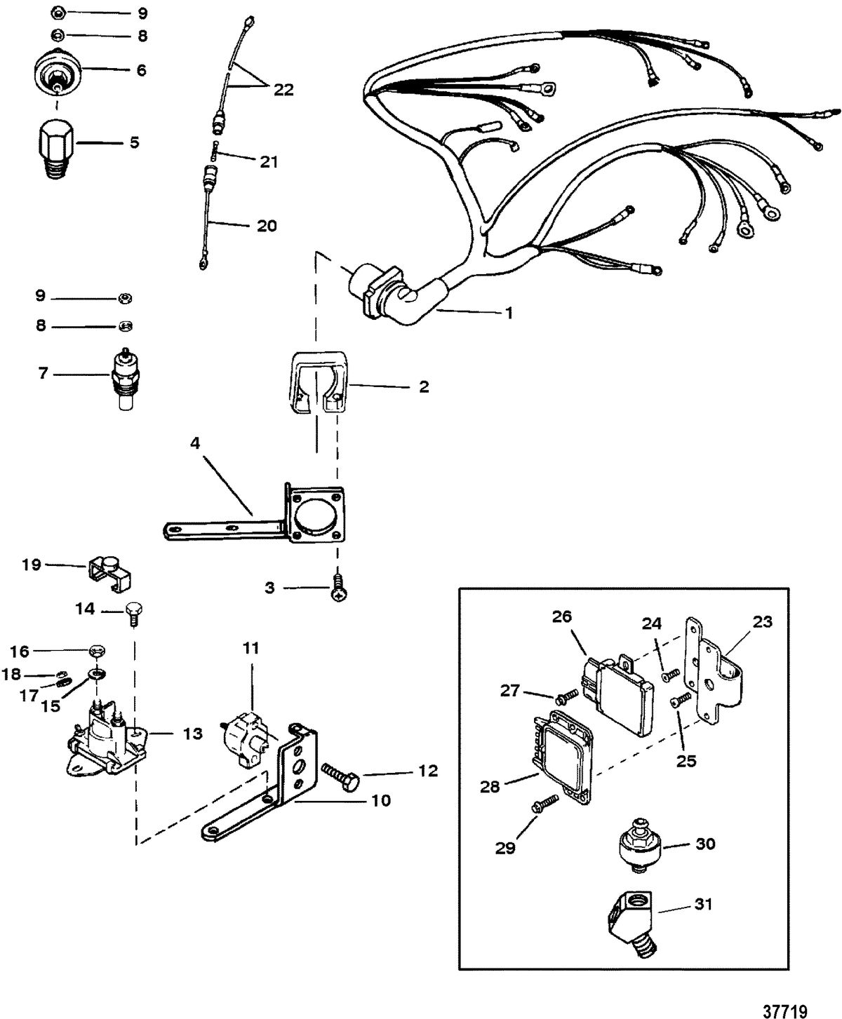 MERCRUISER 5.7L/LX 350 MAG ALPHA/BRAVO WIRING HARNESS AND ELECTRICAL COMPONENTS