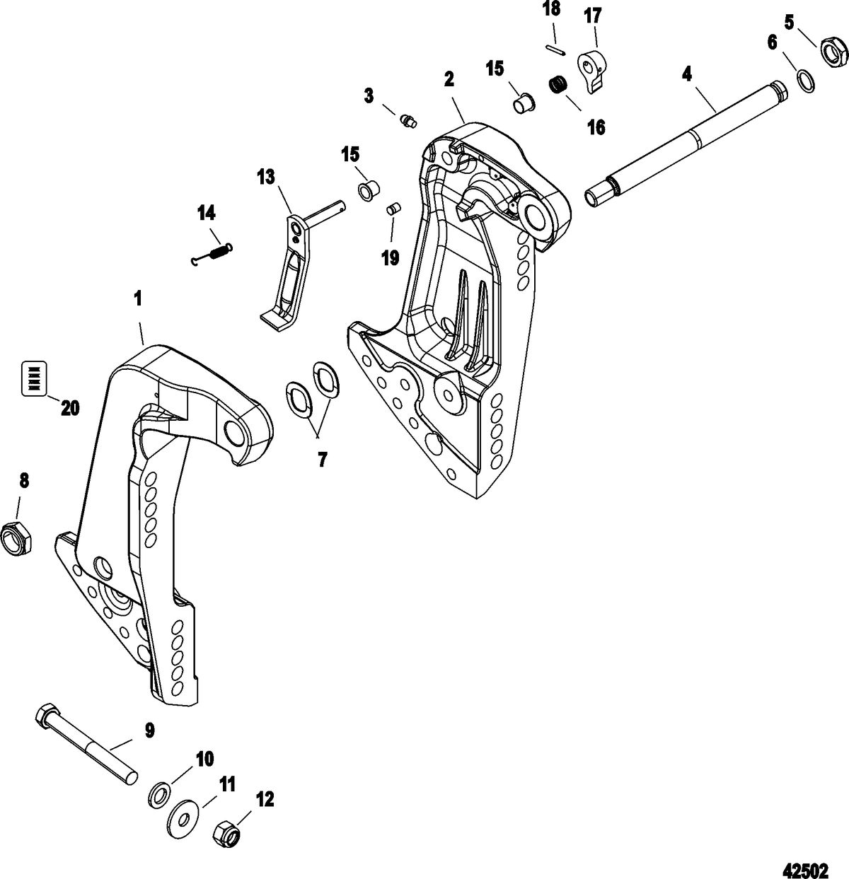 MERCURY/MARINER 135/150/175 4-STROKE Transom Brackets