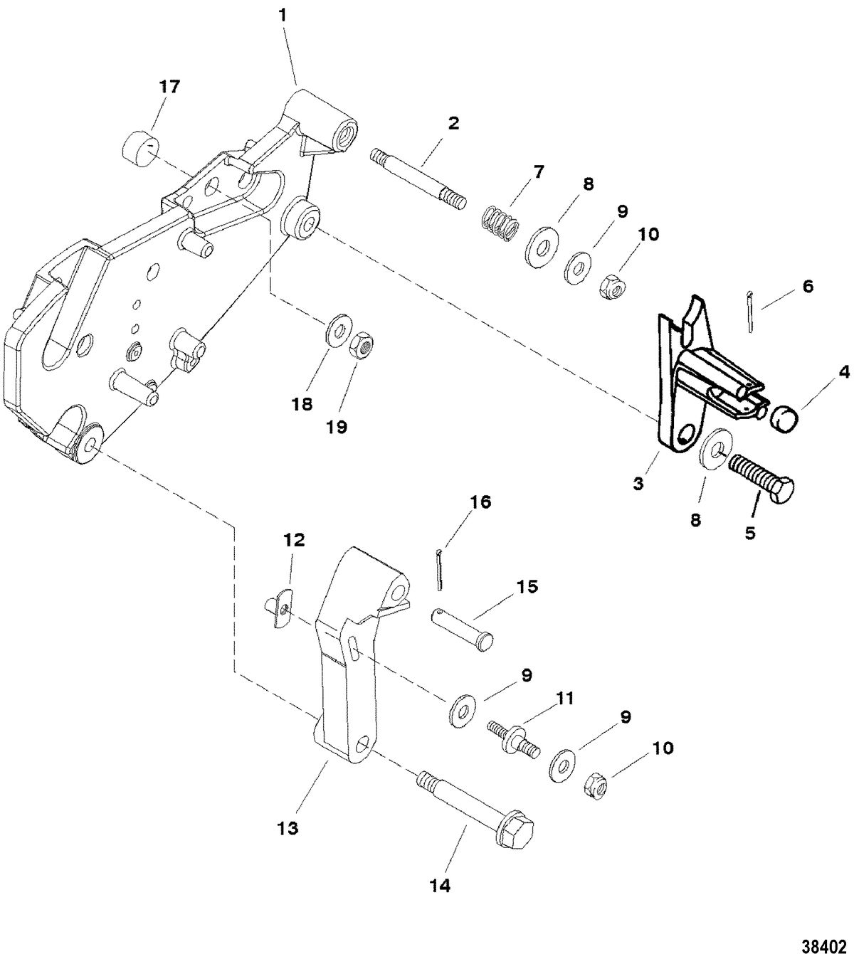 MERCRUISER 5.7L/LX 2BBL AND 4BBL TBI ALPHA/BRAVO SHIFT BRACKET(BRAVO ENGINES)