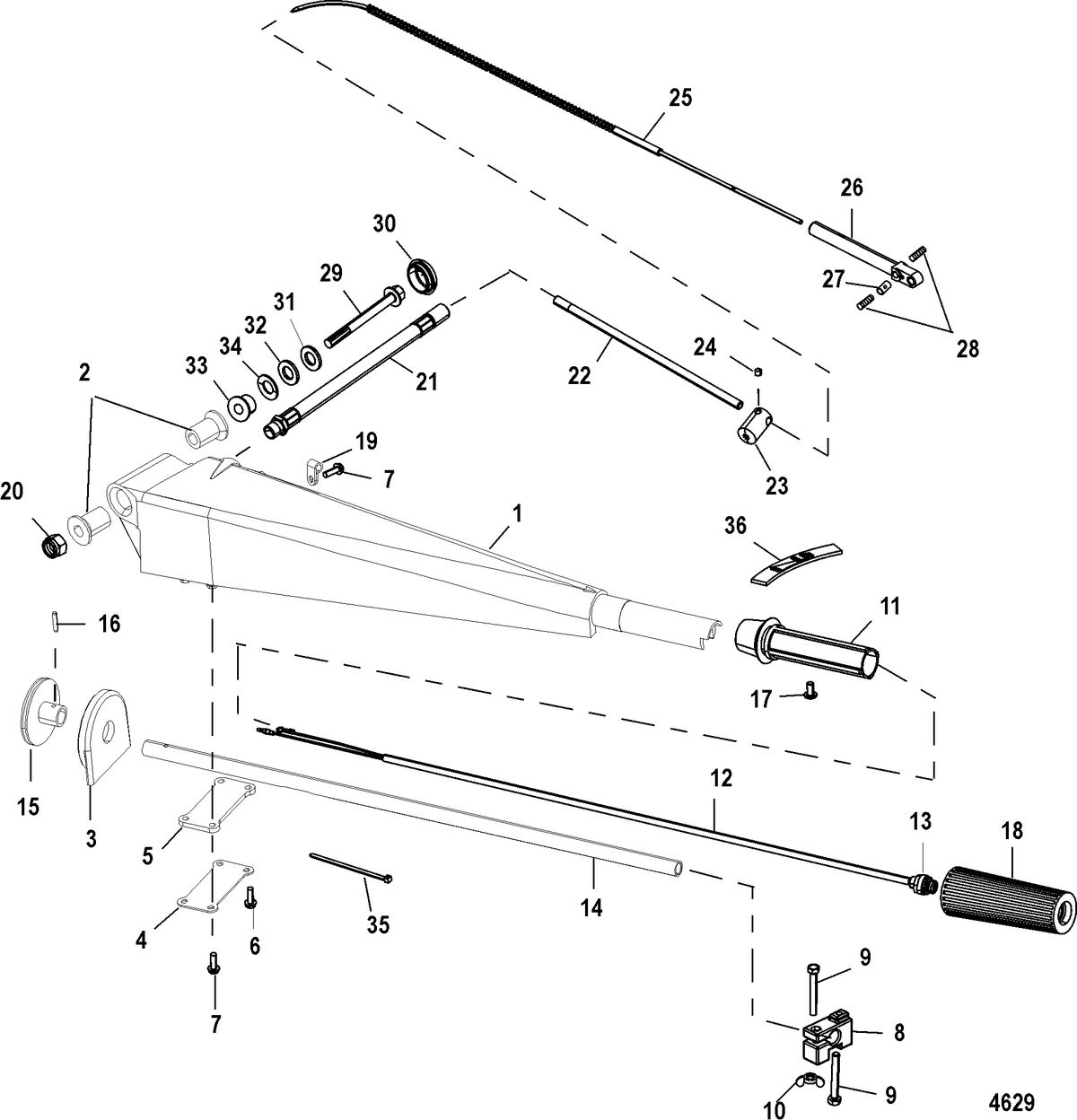 MERCURY/MARINER 75/90 HP 65 JET (3 CYLINDER) Steering Handle