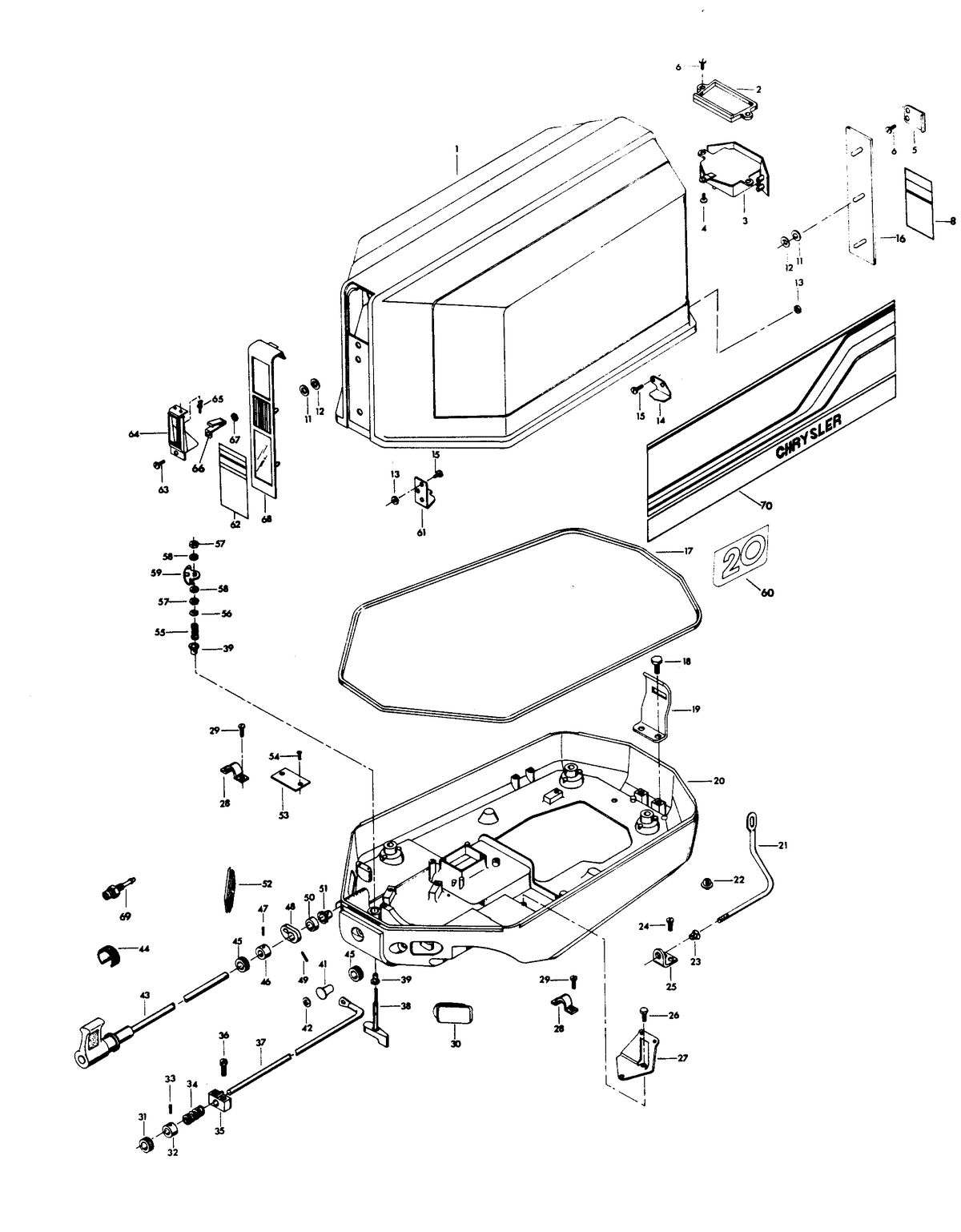 CHRYSLER 20 H.P. ENGINE COVER AND SUPPORT PLATE