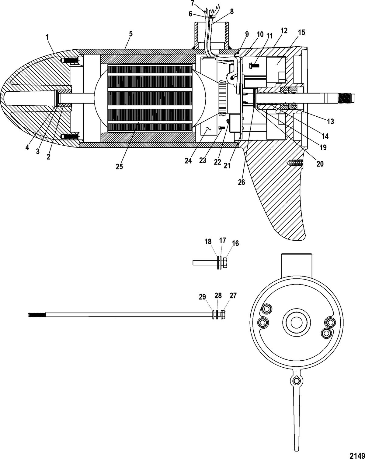 TROLLING MOTOR MOTORGUIDE TT THRUSTER SERIES Lower Unit Assembly(54# - Var/Rev) (MCC397012)