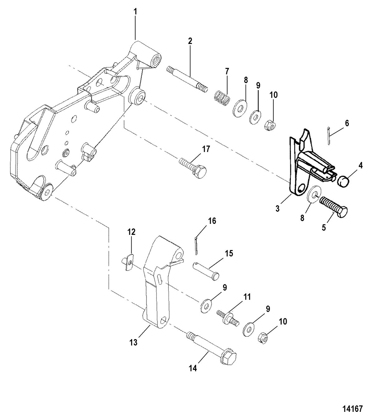 MERCRUISER 5.0L EFI ALPHA/BRAVO 5.7L EFI ALPHA/BRAVO (GEN +) ENGINE SHIFT BRACKET(BRAVO ENGINES)