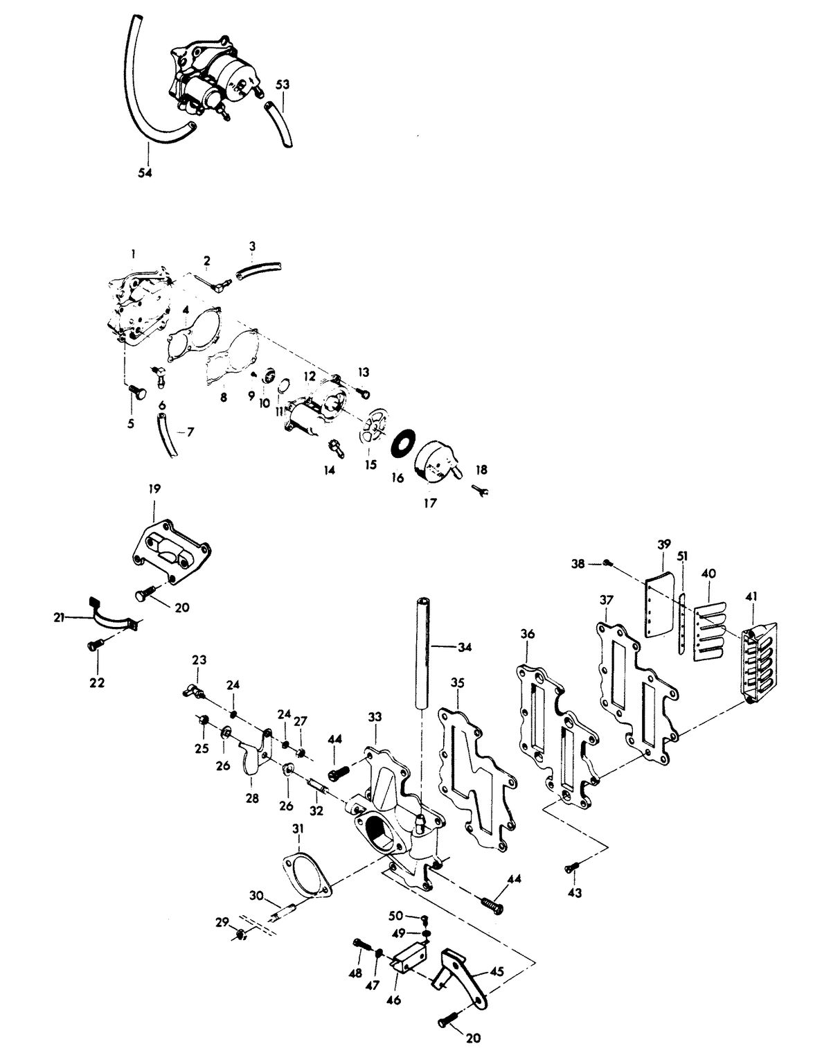 CHRYSLER 140 H.P. FUEL PUMP AND REED PLATE