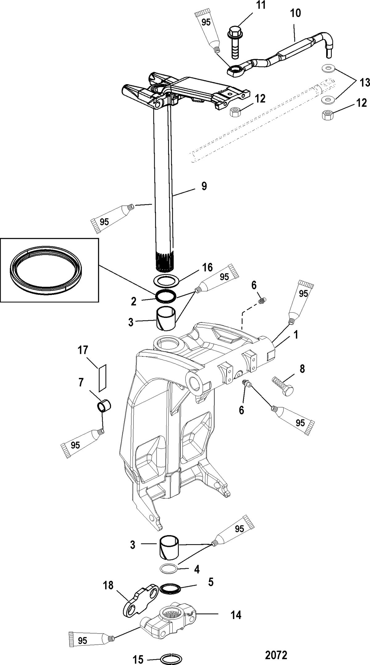 MERCURY/MARINER 75/90 (4-STROKE) Swivel Bracket and Steering Arm
