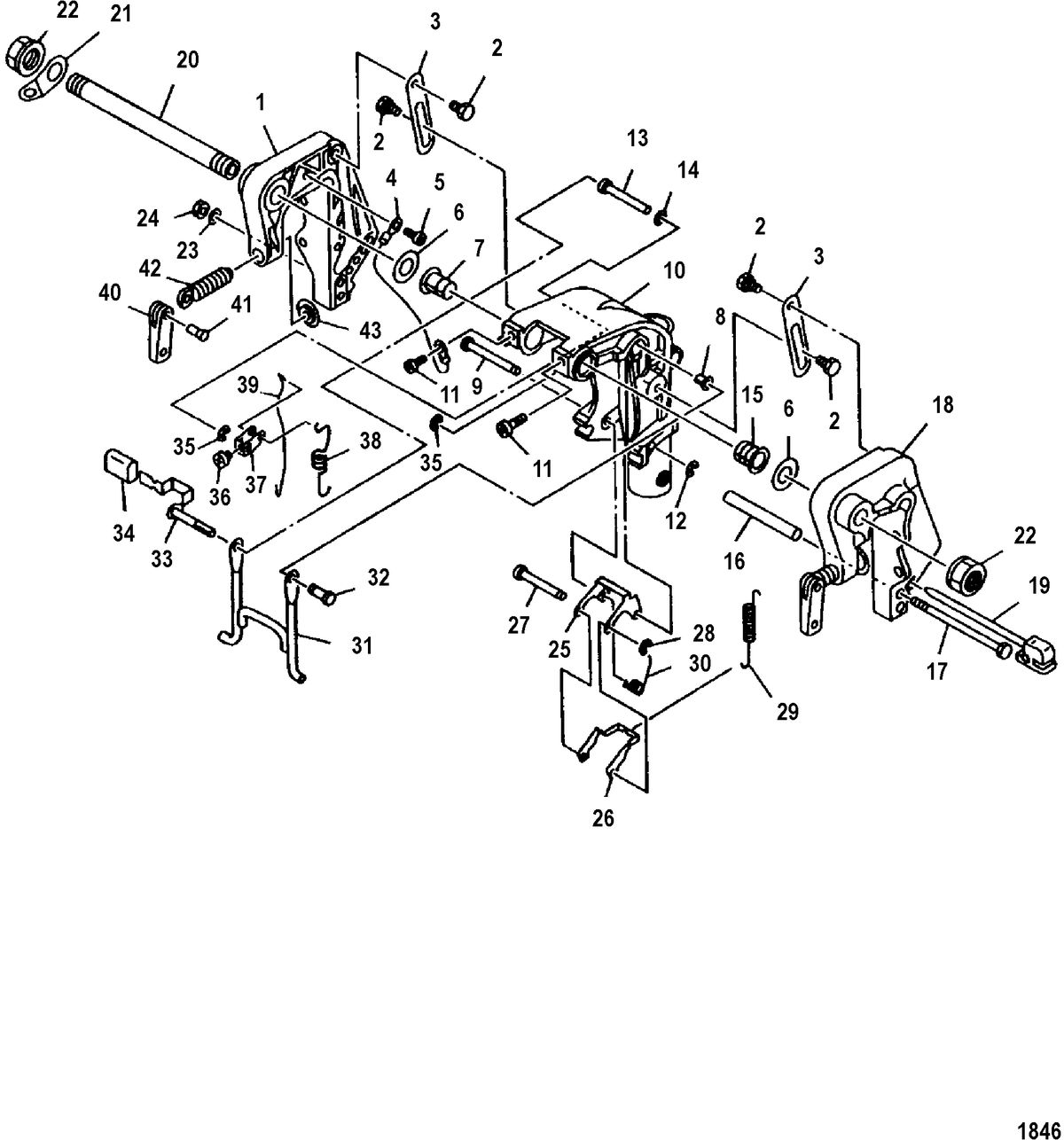 MARINER 15HP KEROSENE CLAMP AND SWIVEL BRACKET