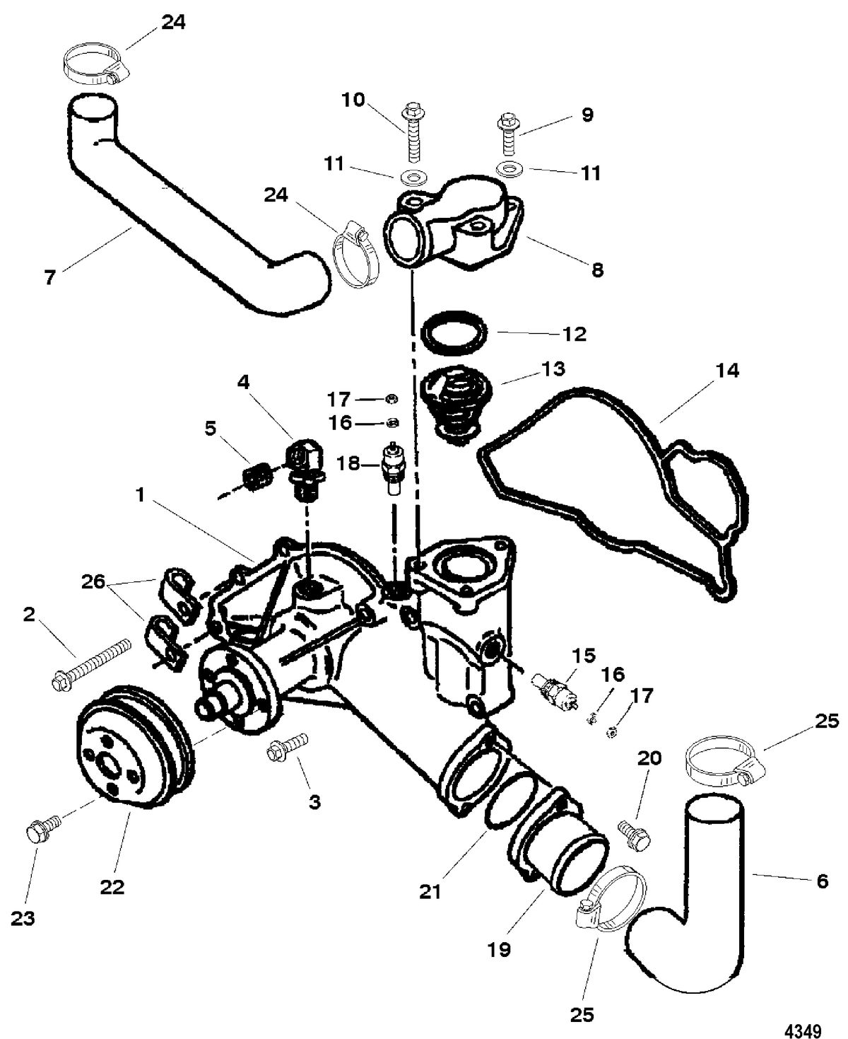 MERCRUISER D7.3L D-TRONIC BRAVO DIESEL Water Pump