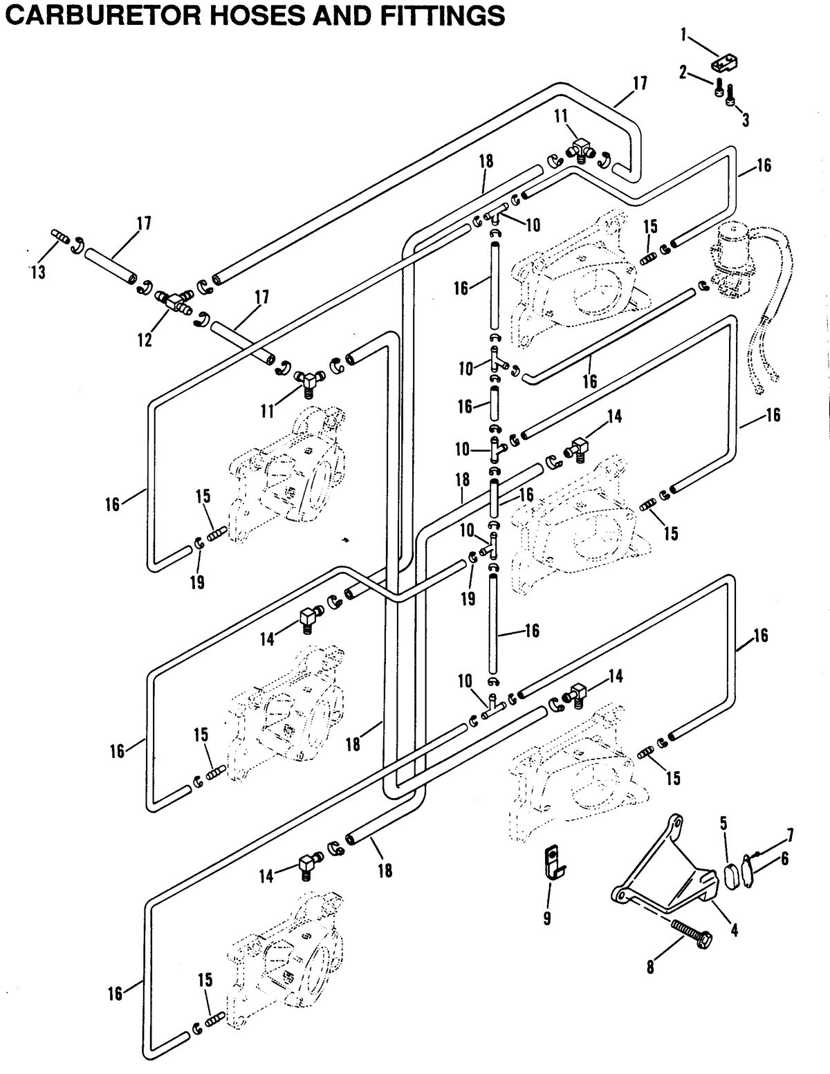 MERCURY/MARINER 250/275 HP CARBURETOR HOSES AND FITTINGS (SERIAL #D000750 AND ABOVE)