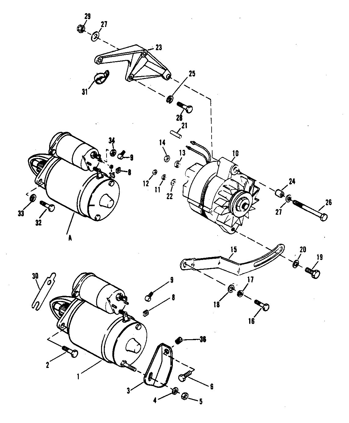 MERCRUISER 465 H.P. ENGINE STARTER AND ALTERNATOR