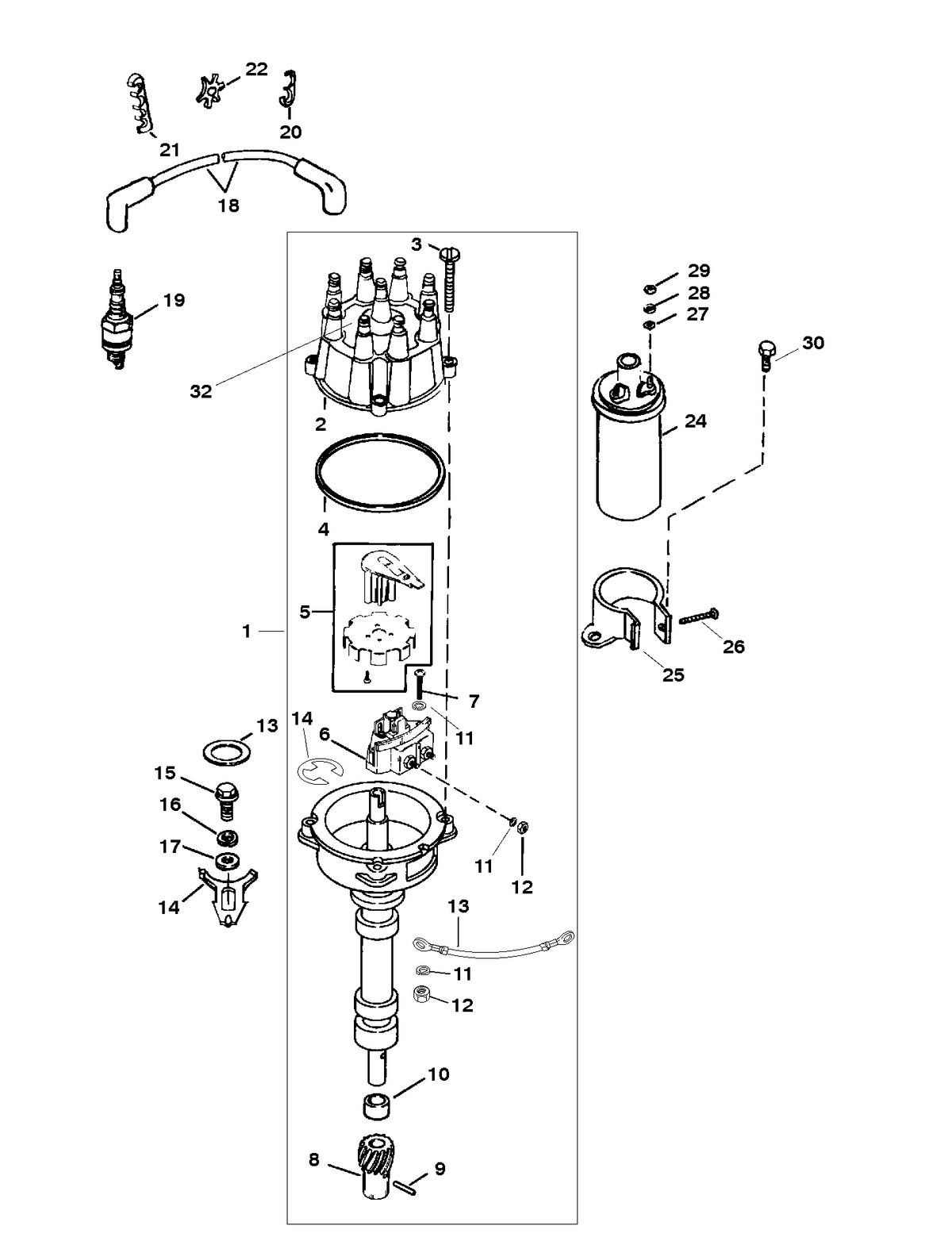 MERCRUISER 450 H.P. (454 CID) 7.4L ENGINE DISTRIBUTOR AND IGNITION COMPONENTS