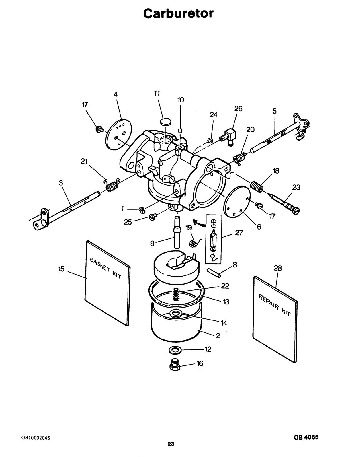 FORCE FORCE 1986 85 H.P. CARBURETOR (WITH GASKET AND REPAIR KIT)