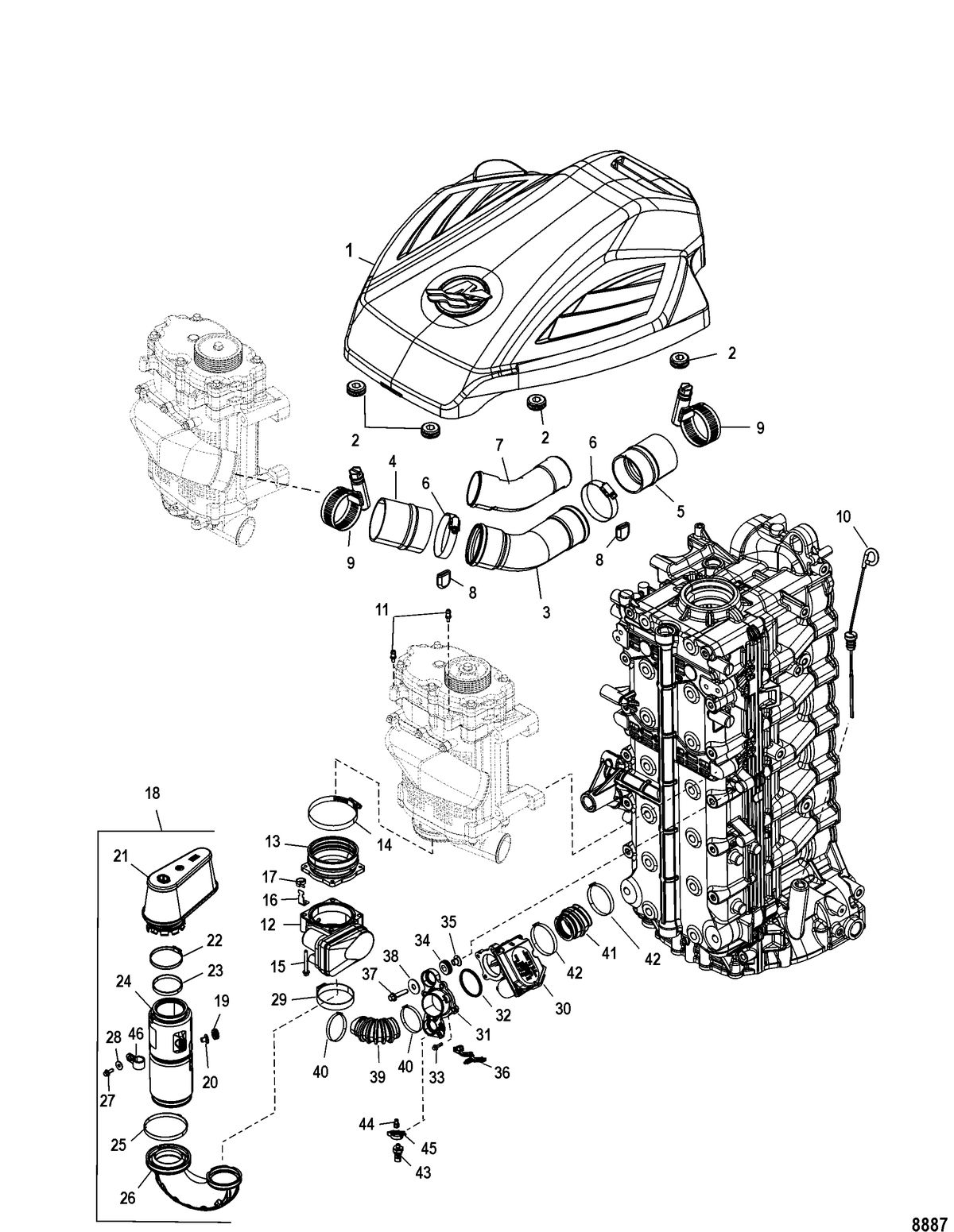 MERCURY/MARINER 200/225/250/275 4-STROKE VERADO Induction Components