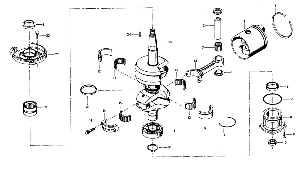 CHRYSLER 55 H.P. CRANKSHAFT AND PISTON GROUP