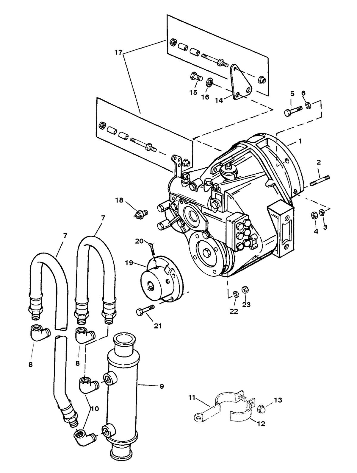 MERCRUISER MIE 5.7L INBOARD TRANSMISSION AND RELATED PARTS (B/W 5000)
