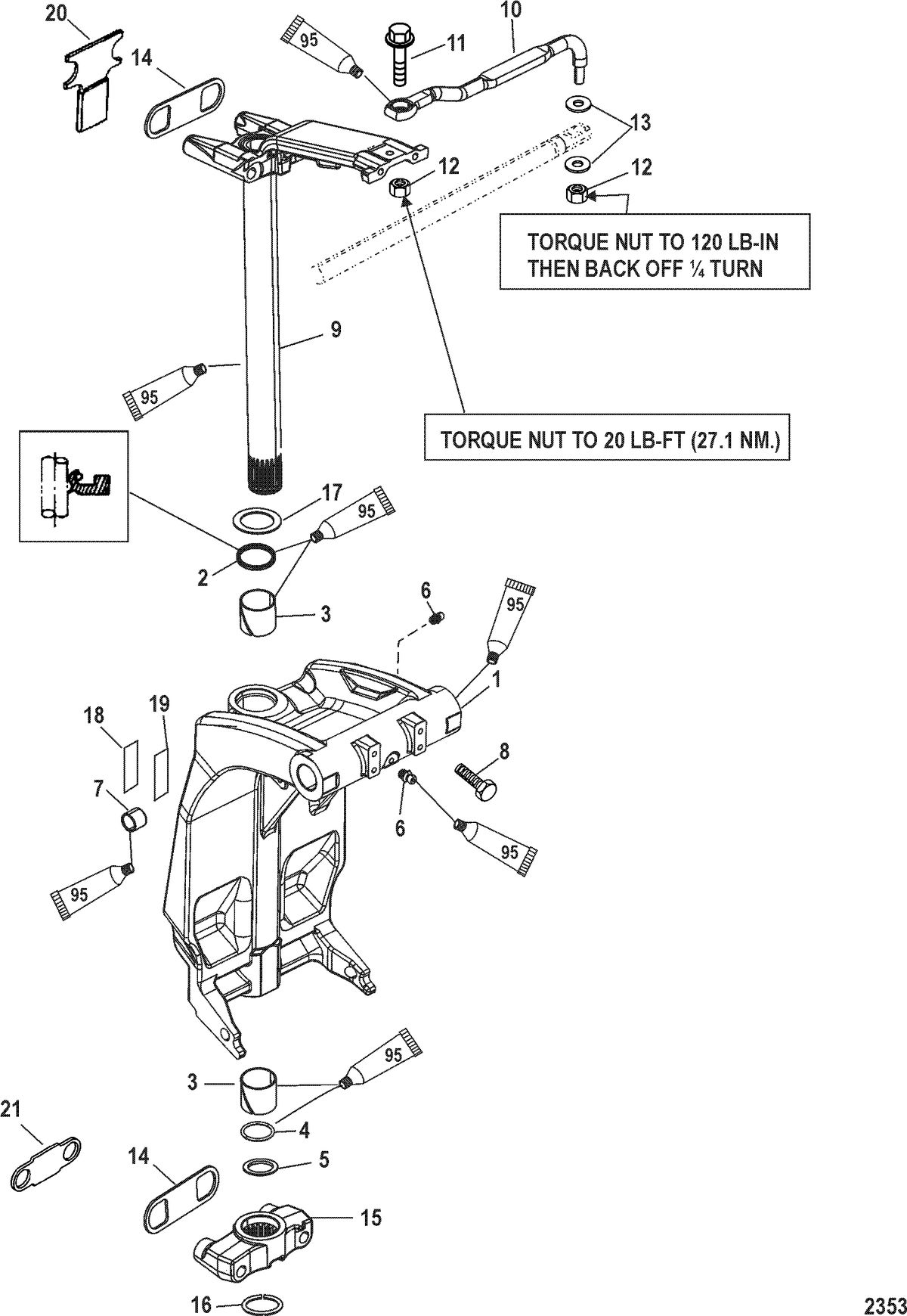 MERCURY/MARINER 100/115/125 HP 80 JET (4 CYLINDER) Swivel Bracket and Steering Arm