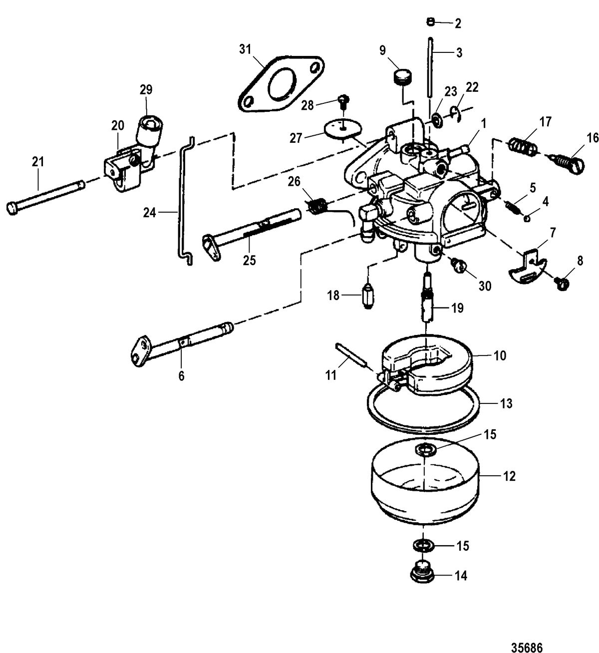 FORCE 5 HP (1998) FORCE CARBURETOR