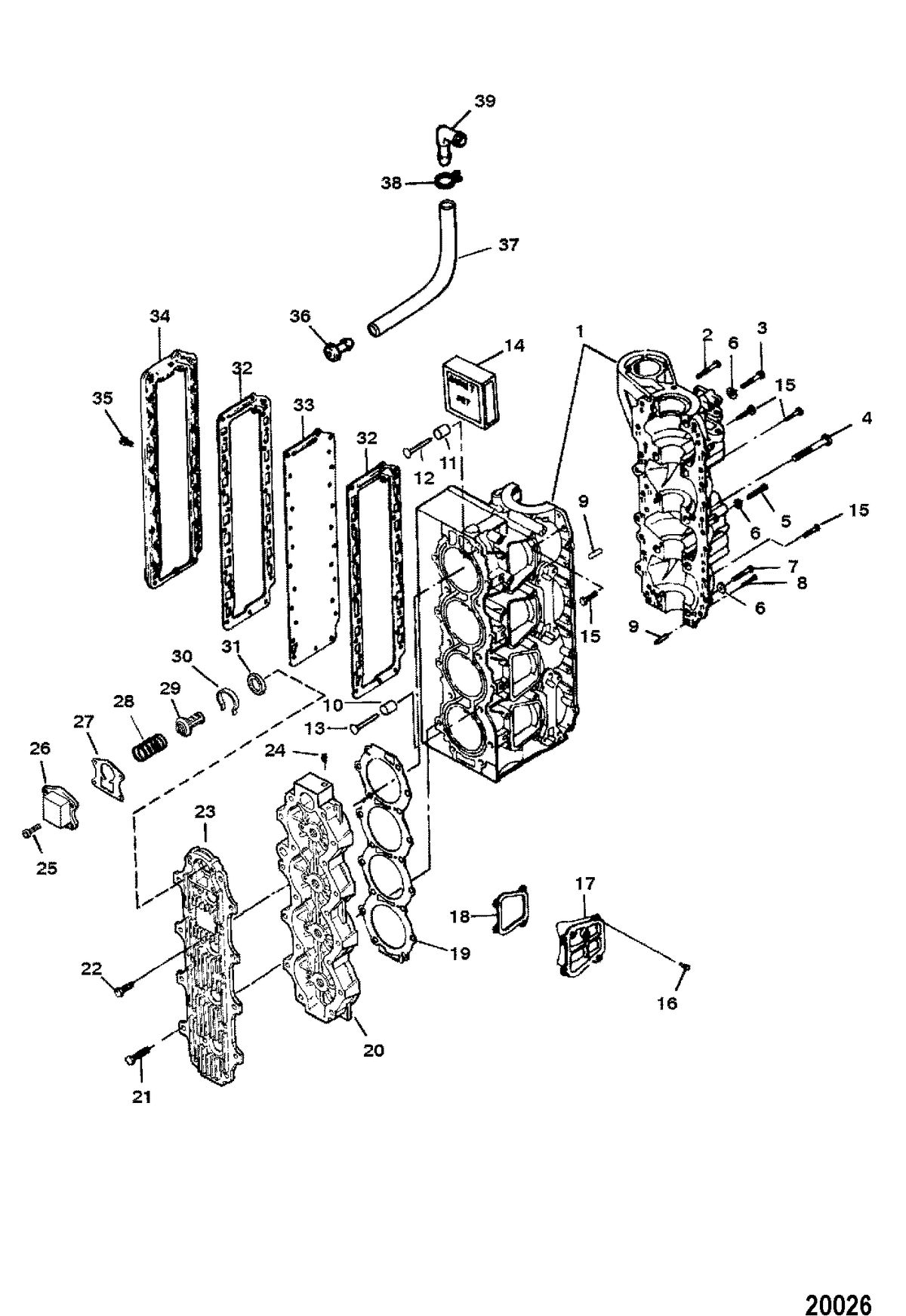 FORCE FORCE 120 H.P. Cylinder Block Assembly(Serial # 0E173428 Thru 0E287999)