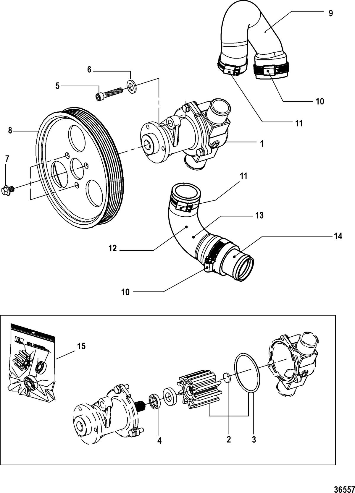 MERCRUISER CUMMINS/MERCRUISER DIESEL QSD-2.8L Water Pump , Jabsco