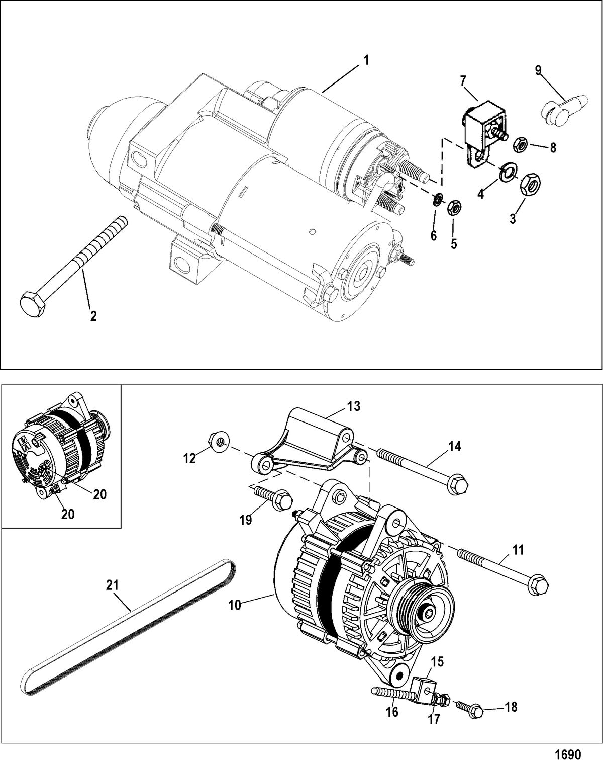 MERCRUISER 496 MAG STERNDRIVE Starter and Alternator