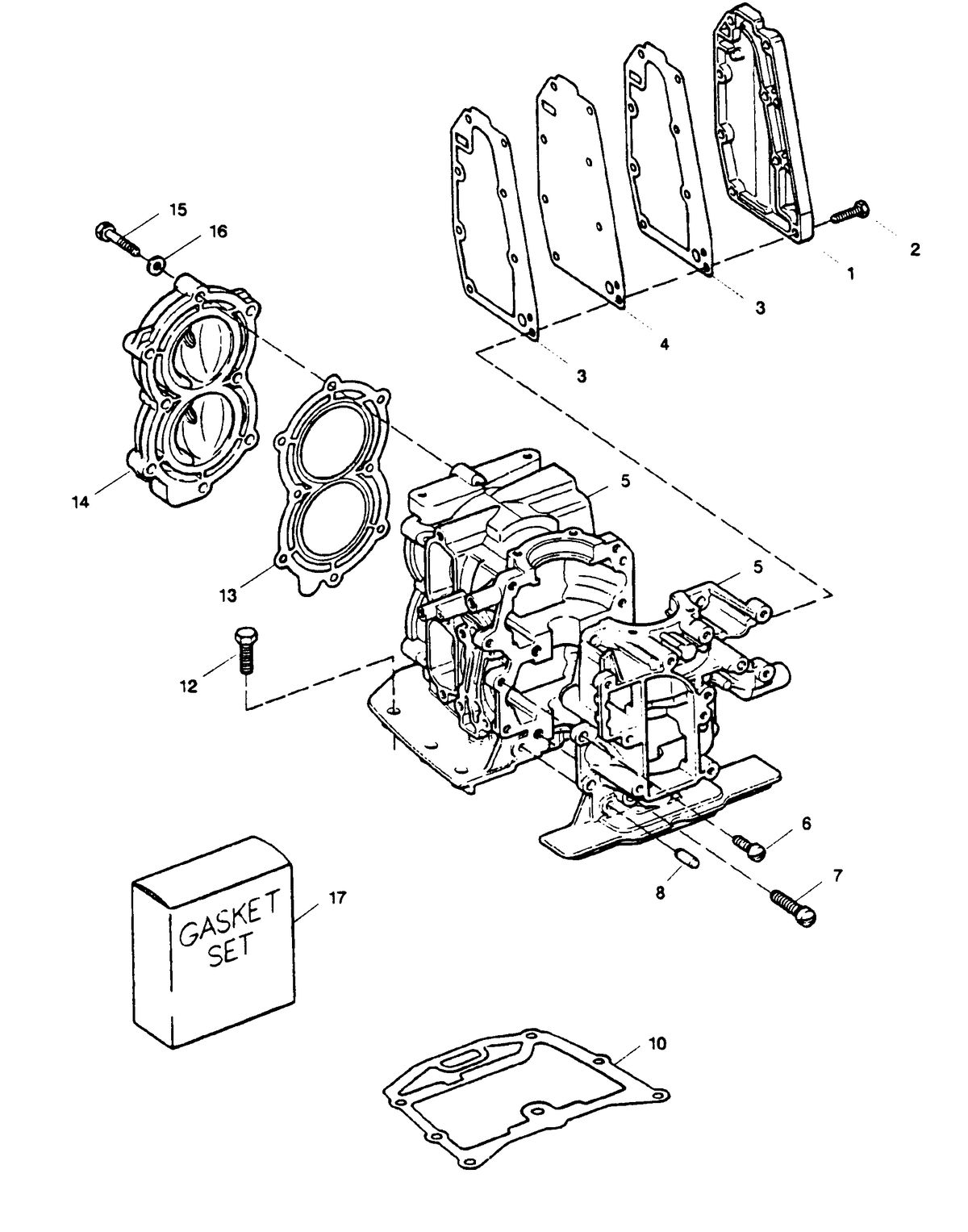 SEARS 9.9 H.P. STANDARD 15" (38.1 CM) LEG OUTBOARD MOTOR CYLINDER